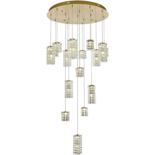 Aston 16 Light 32 inch Satin Gold Pendant Ceiling Light