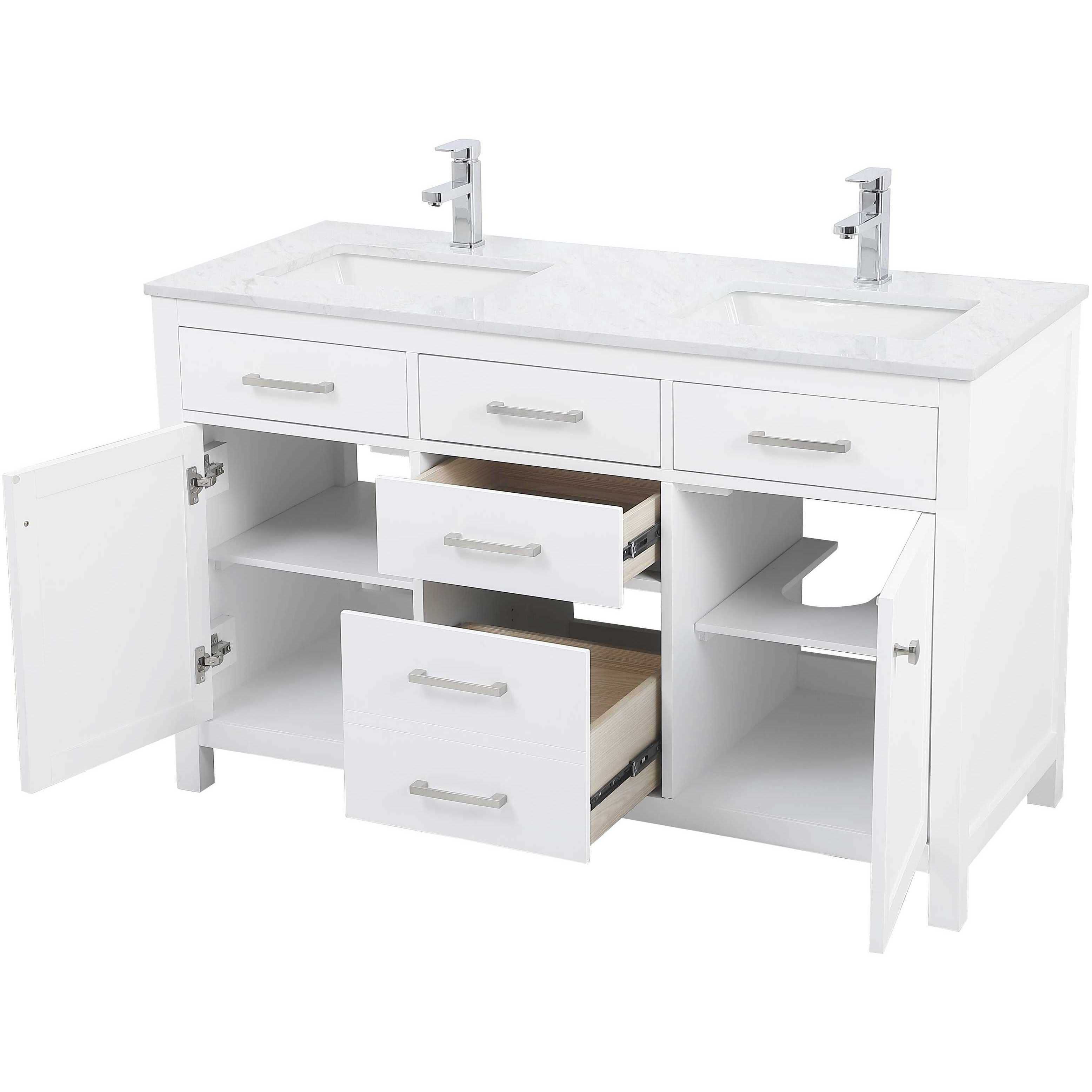 Lewis 54 X 22 X 34 inch White Vanity Sink Set