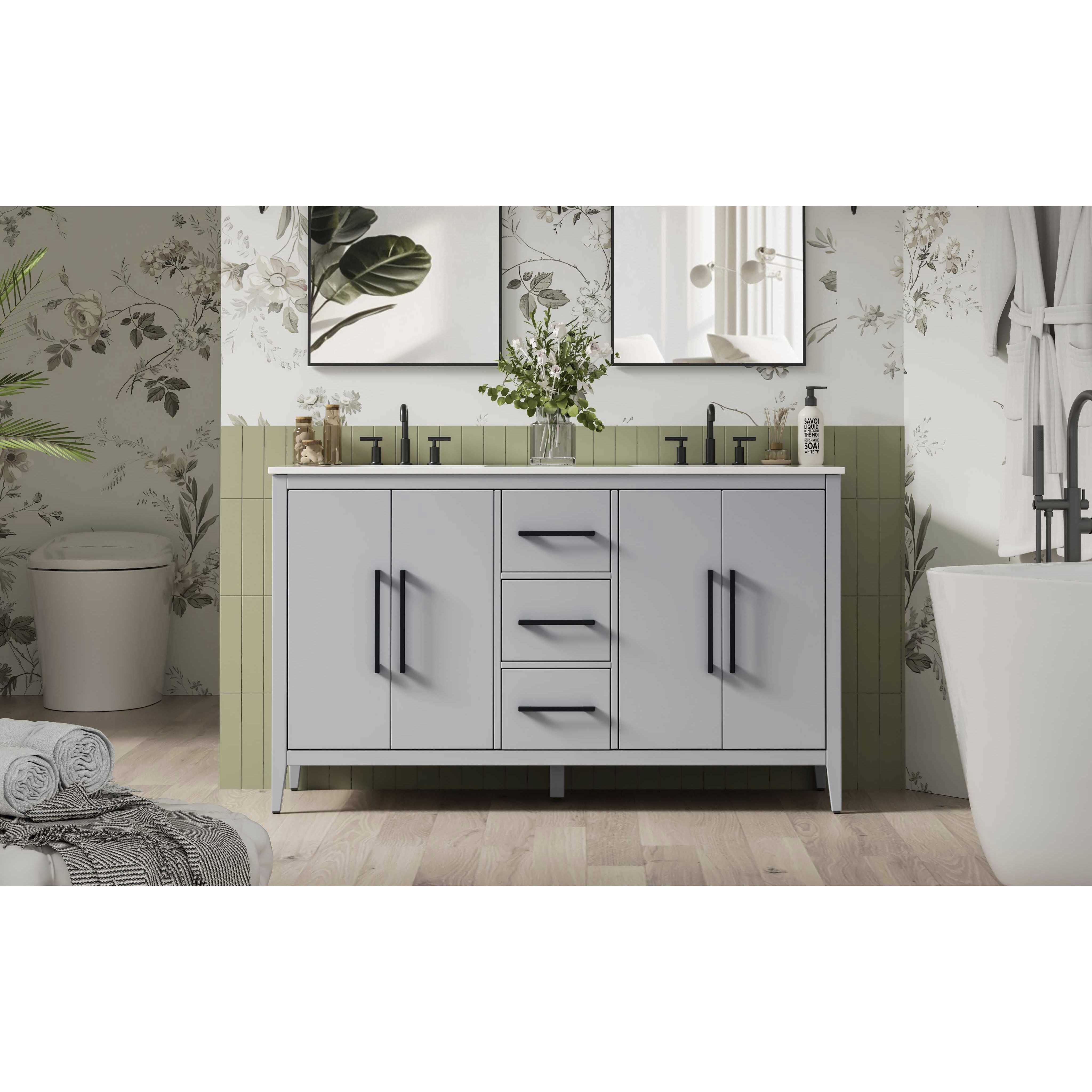 Millie 60 X 35 inch Grey Bathroom Vanity Cabinet