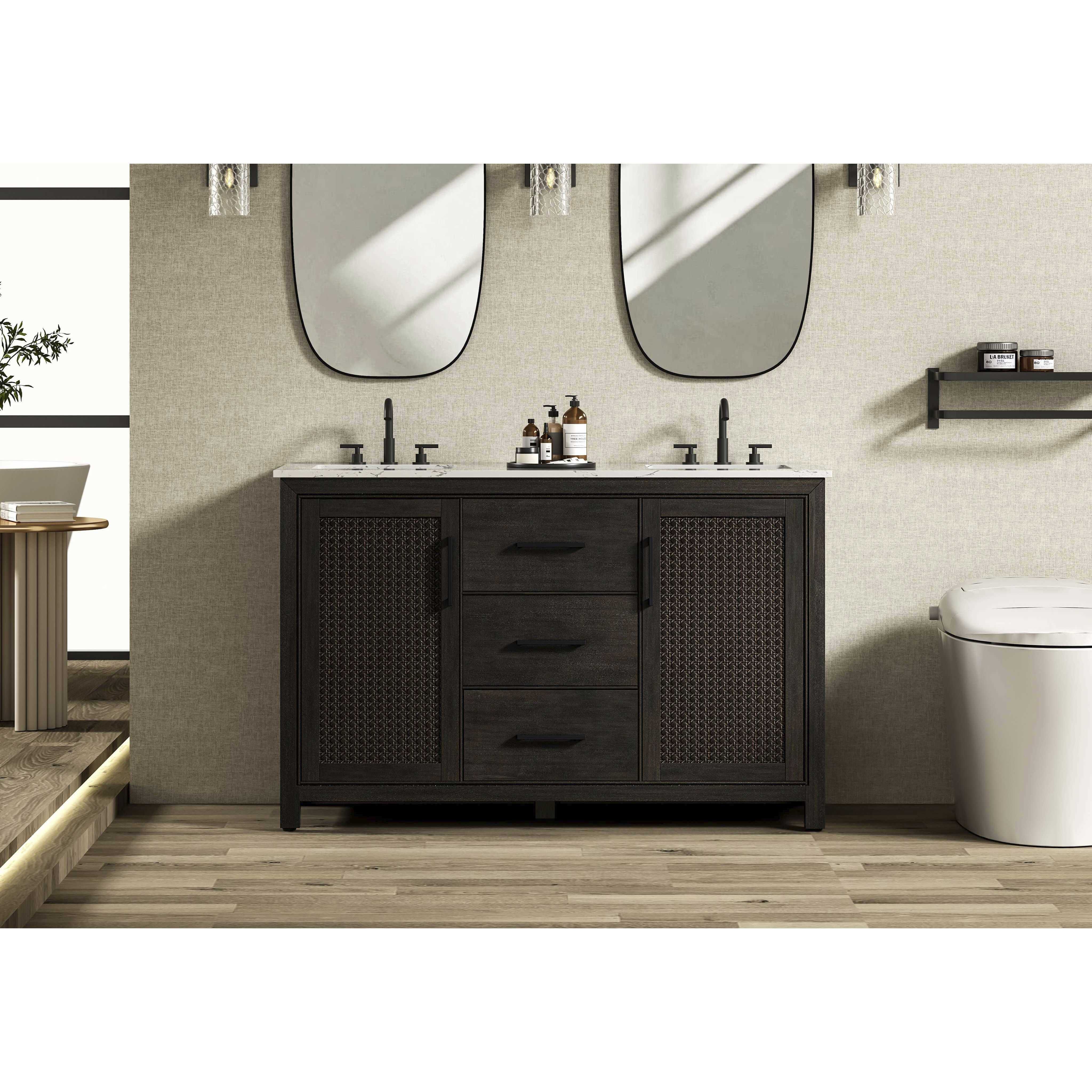 Alina 54 X 34 inch Chocolate Oak Bathroom Vanity Cabinet