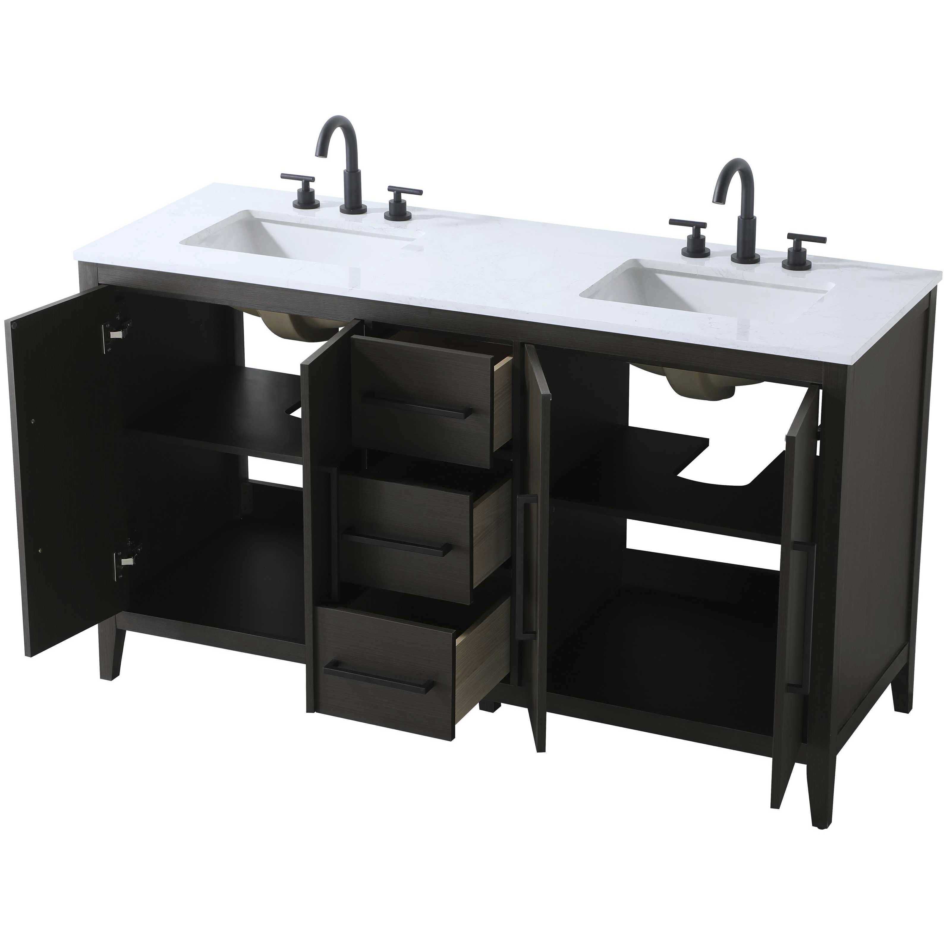 Millie 60 X 35 inch Mocha Brown Bathroom Vanity Cabinet