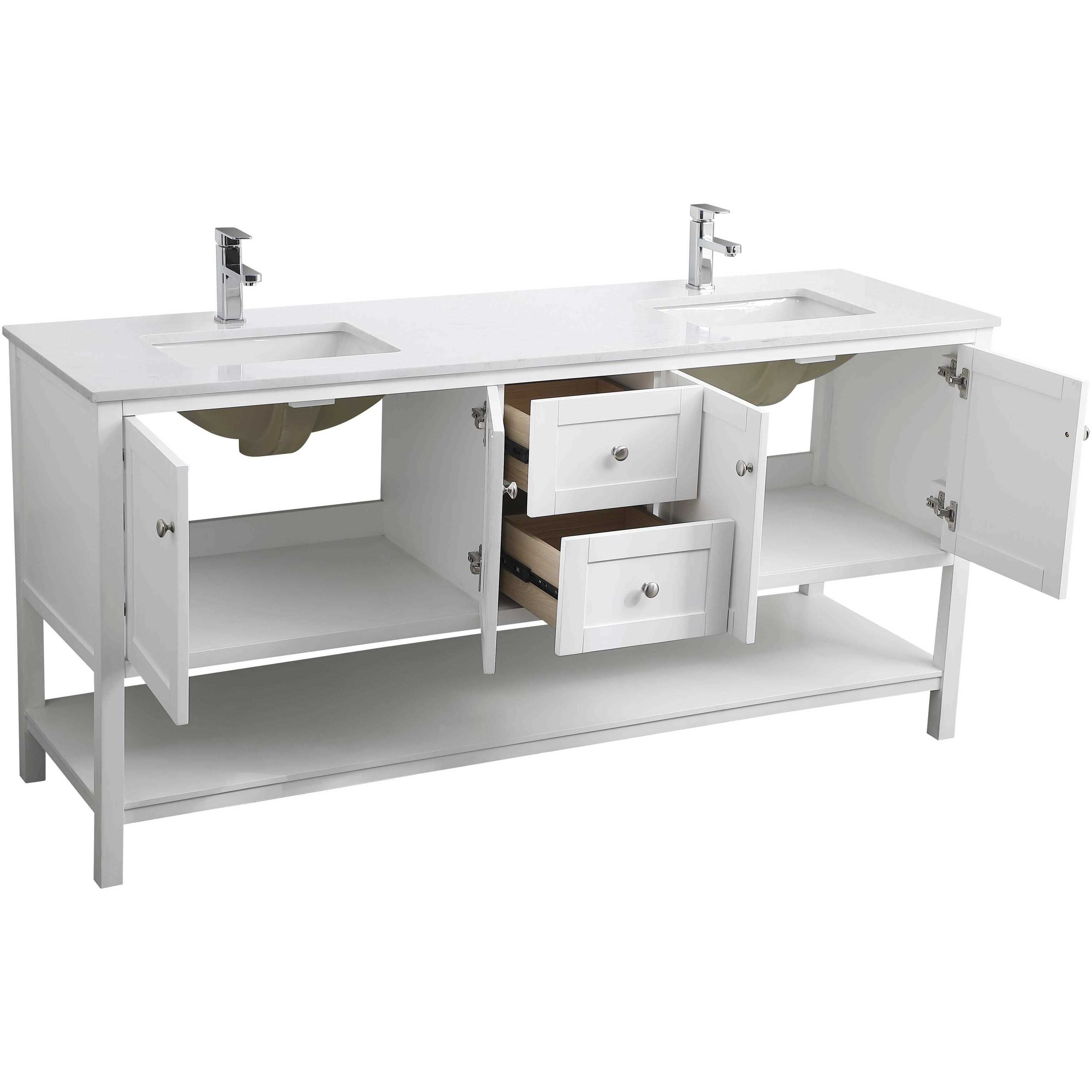 Heath 72 X 21.5 X 35 inch White Vanity Sink Set