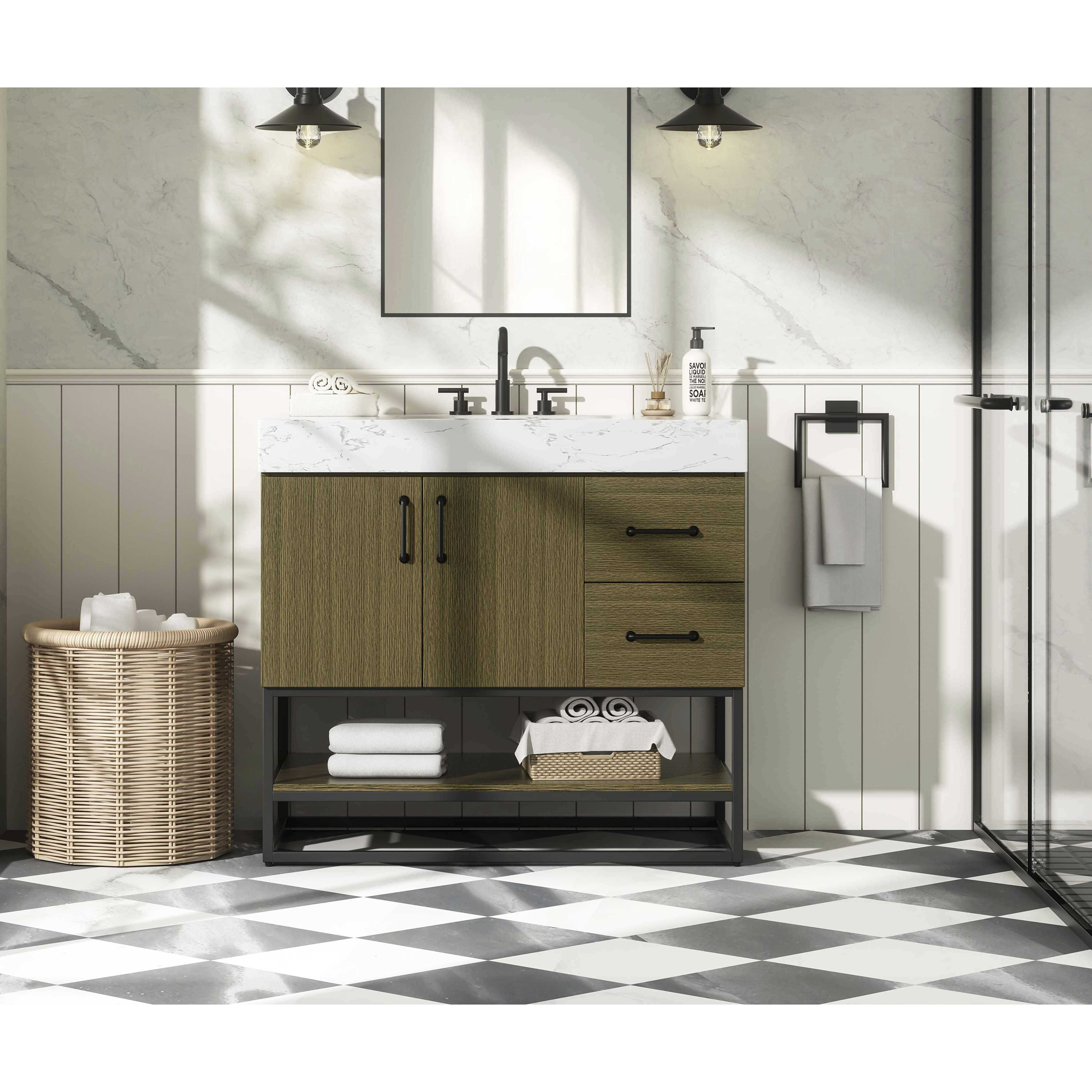 Caroline 36 X 34 inch Chestnut Brown Bathroom Vanity Cabinet