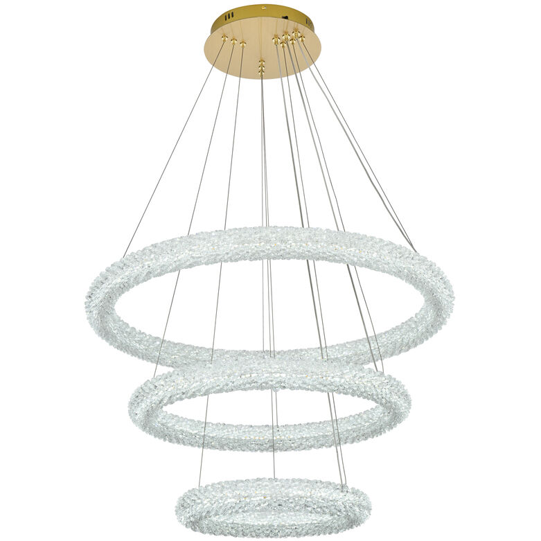 Bowen 3 Light 32 inch Satin Gold Chandelier Ceiling Light