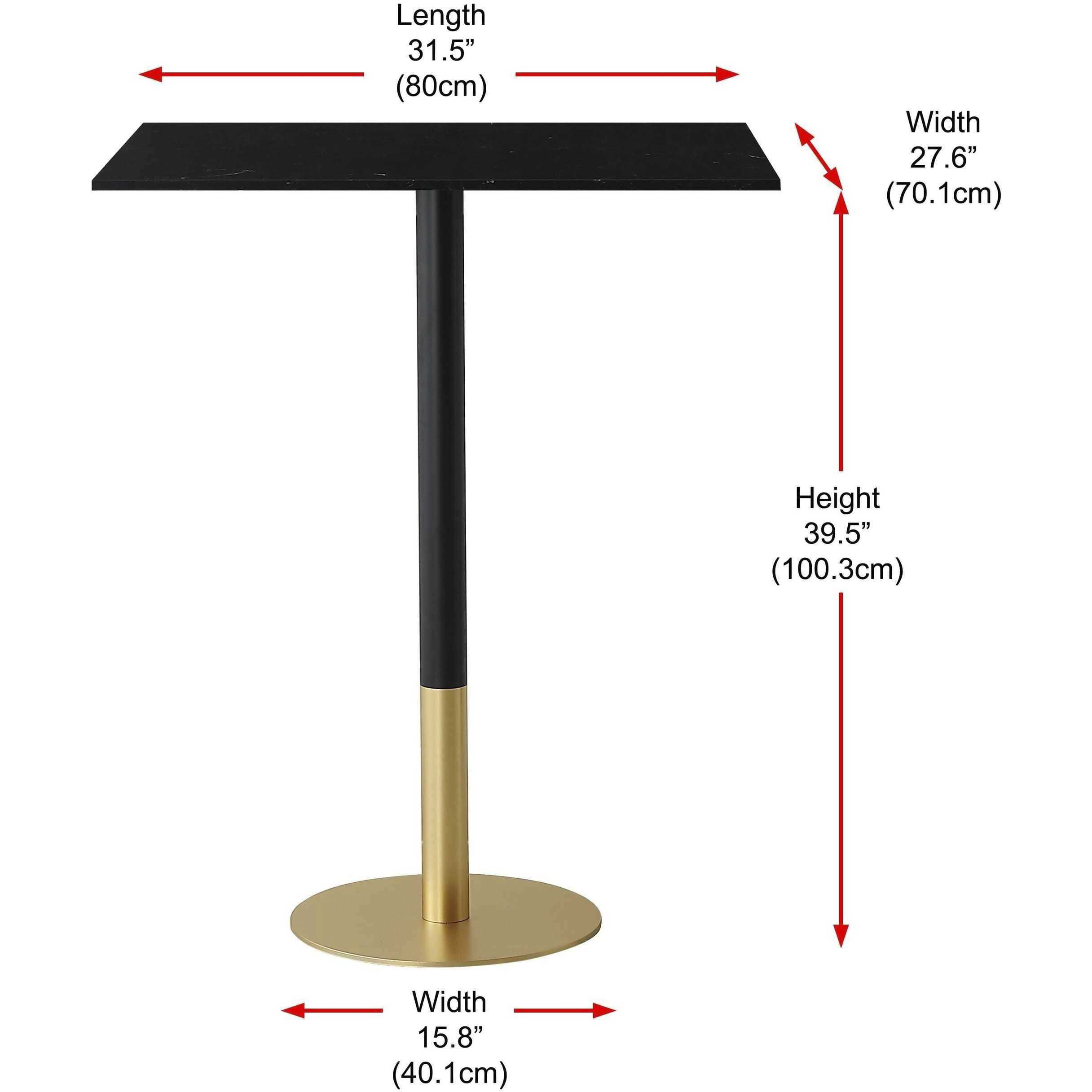 Ronan 39.5 X 31.5 inch Black and Gold Pub Table