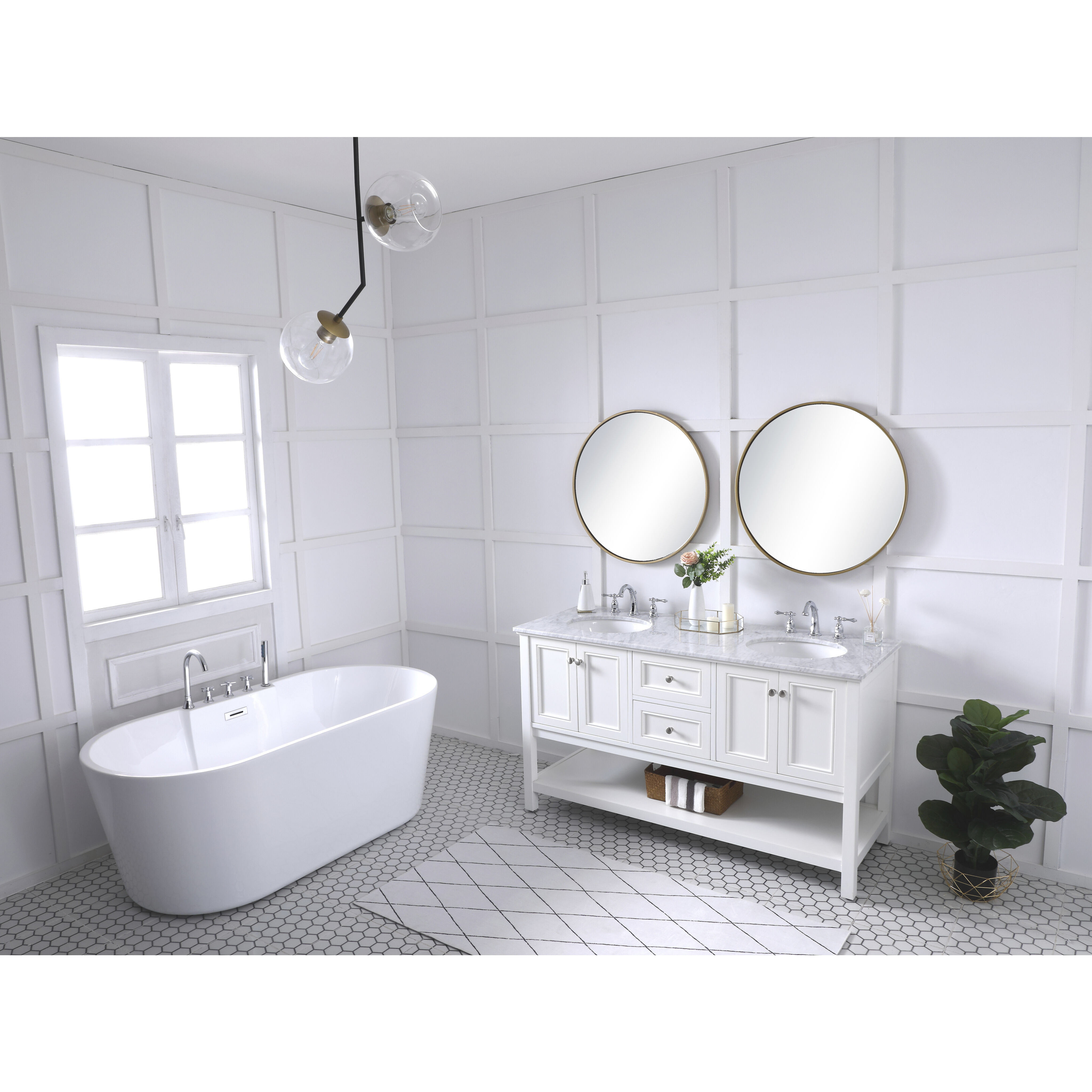 Metropolis 60 X 22 X 34 inch White Vanity Sink Set