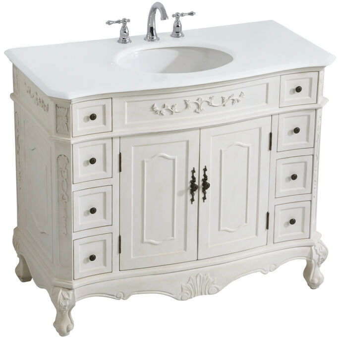Danville 42 X 21 X 36 inch Antique White Vanity Sink Set
