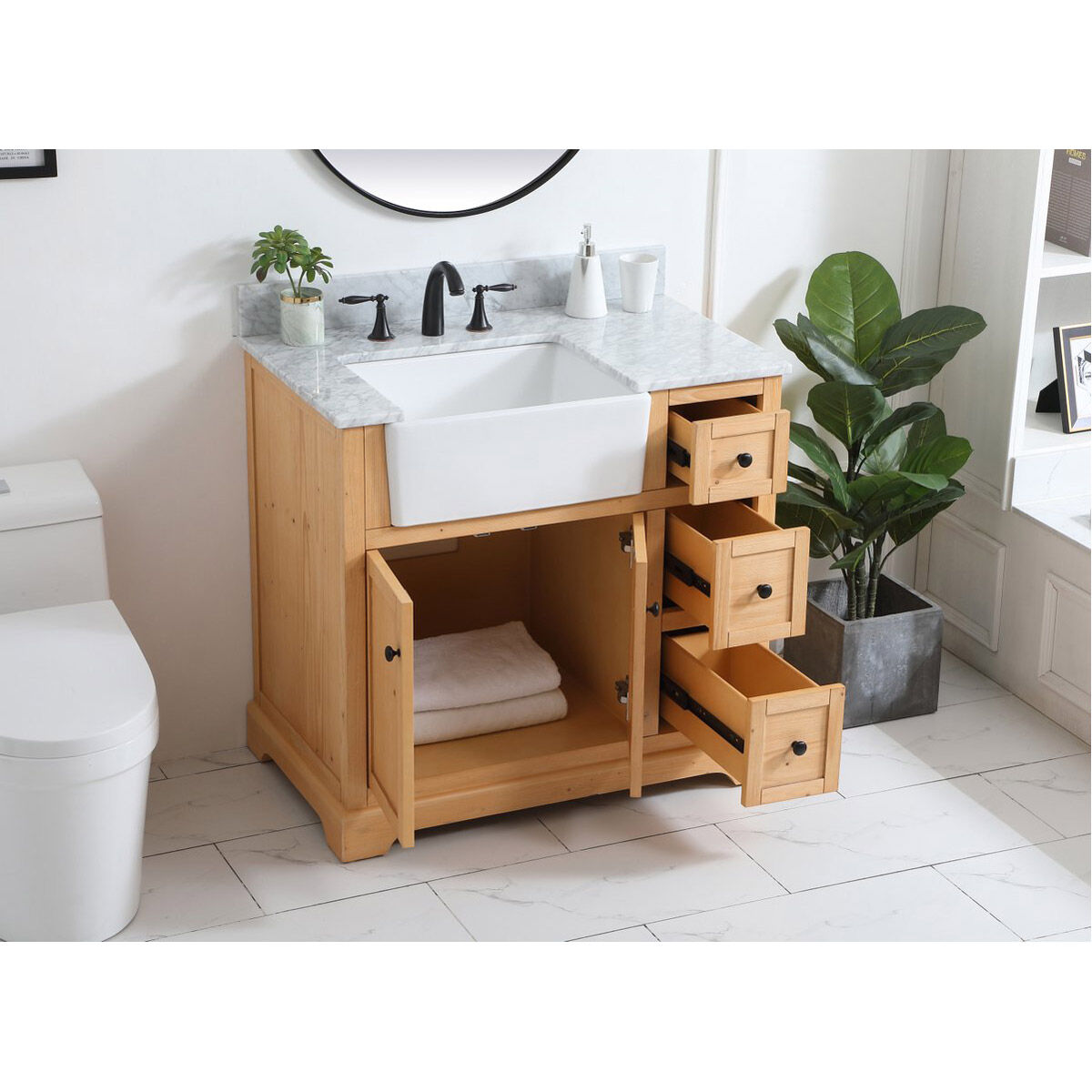 Franklin 36 X 22 X 35 inch Natural Wood Bathroom Vanity Cabinet