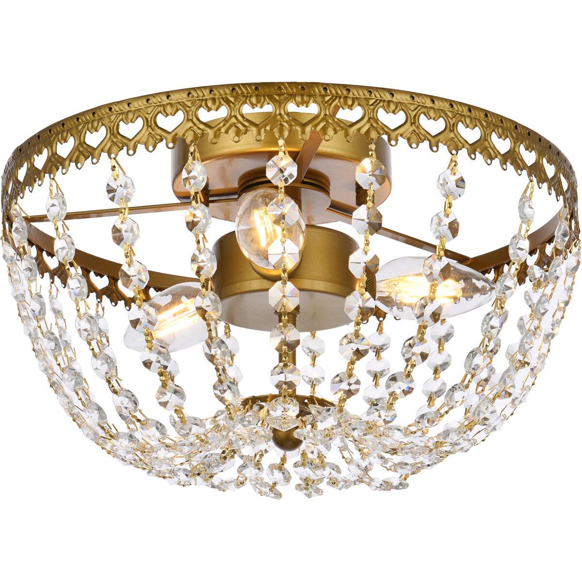 Kylie 3 Light 12 inch Brass Flush Mount Ceiling Light