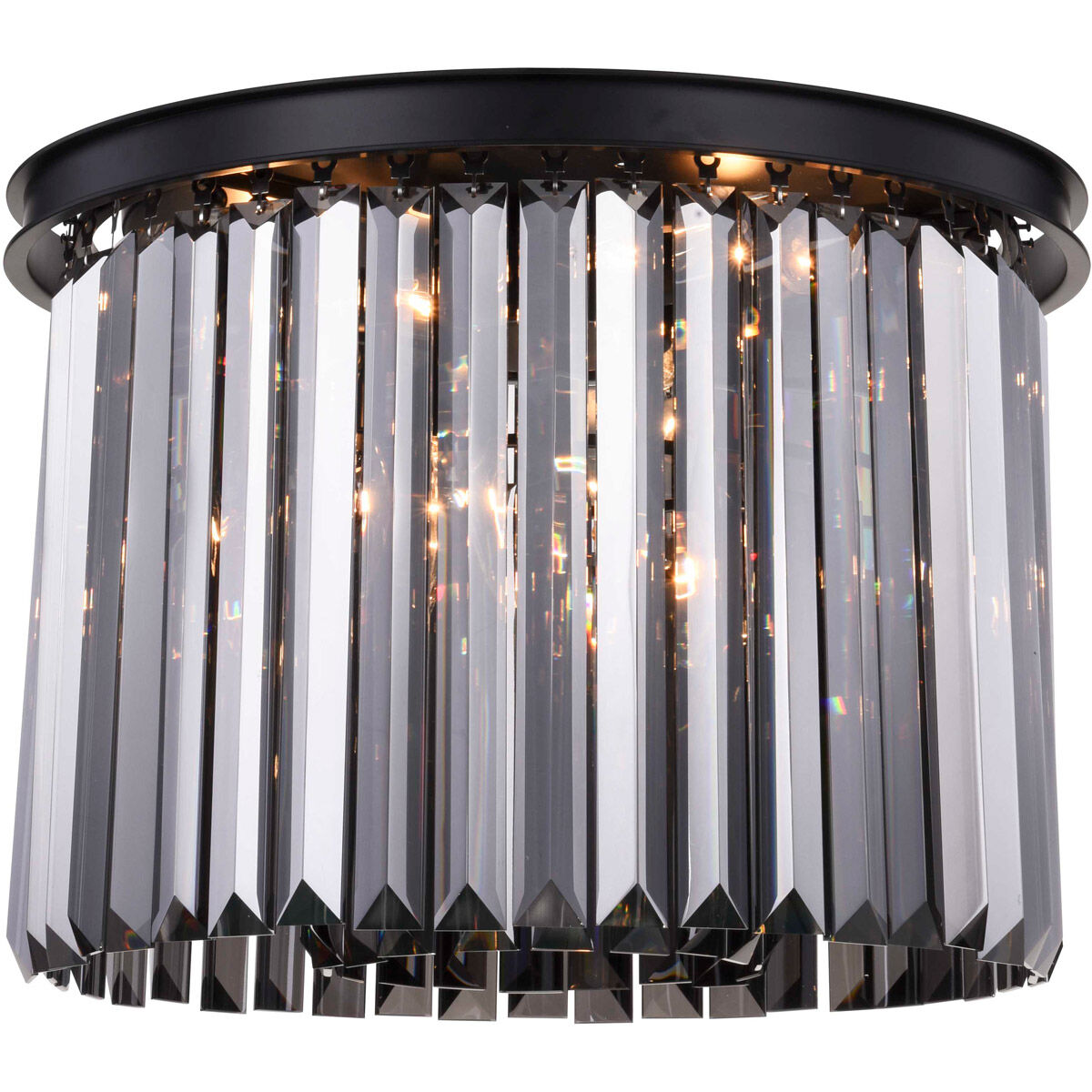 Sydney 6 Light 20 inch Matte Black Flush Mount Ceiling Light in Silver Shade, Urban Classic