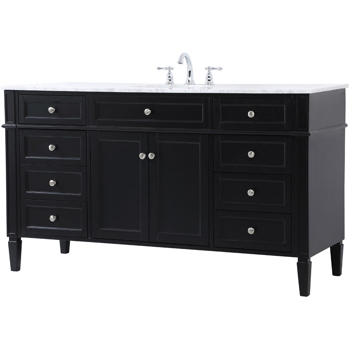 Park Avenue 60 X 21.5 X 35 inch Black Vanity Sink Set