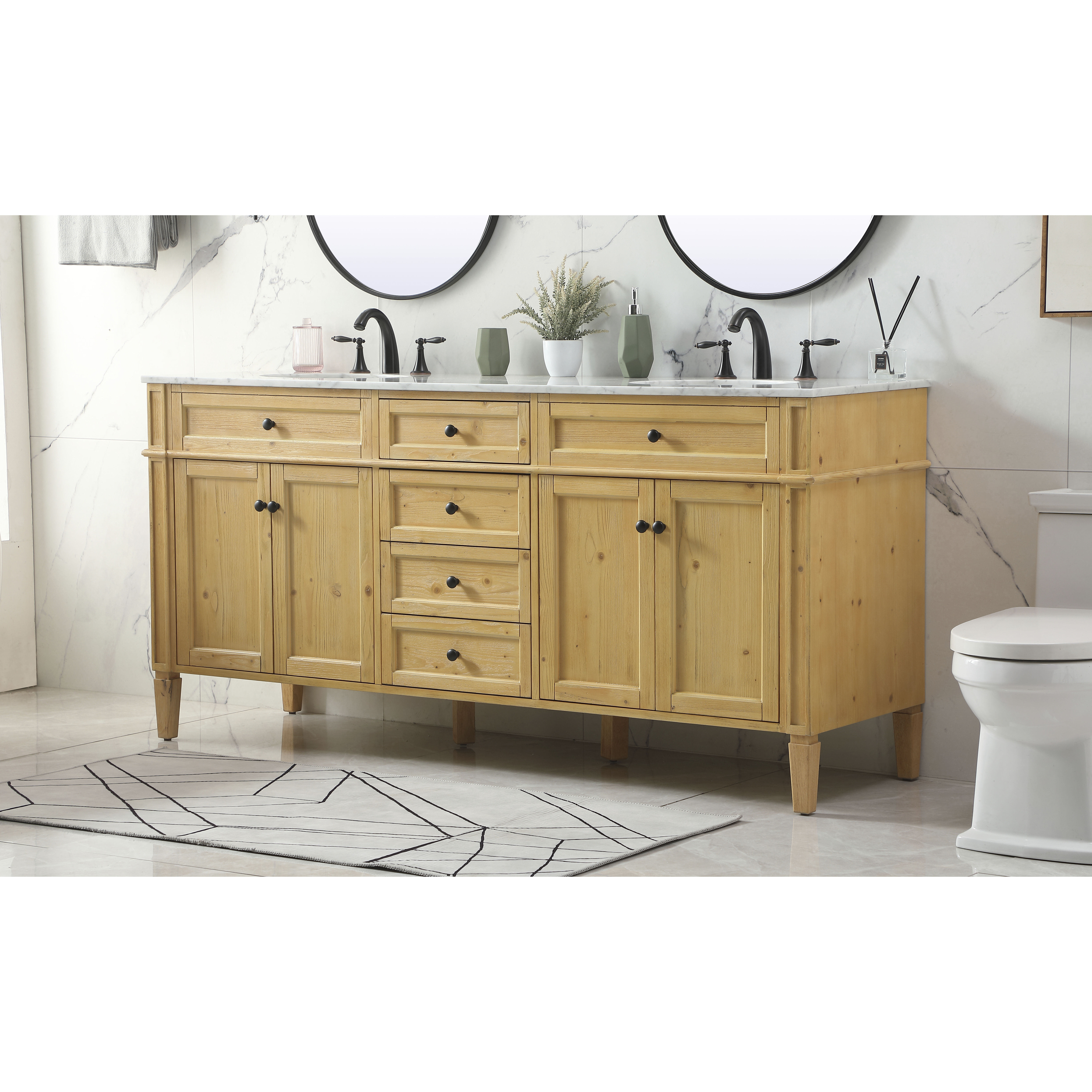 Park Avenue 72 X 21.5 X 35 inch Natural Wood Vanity Sink Set