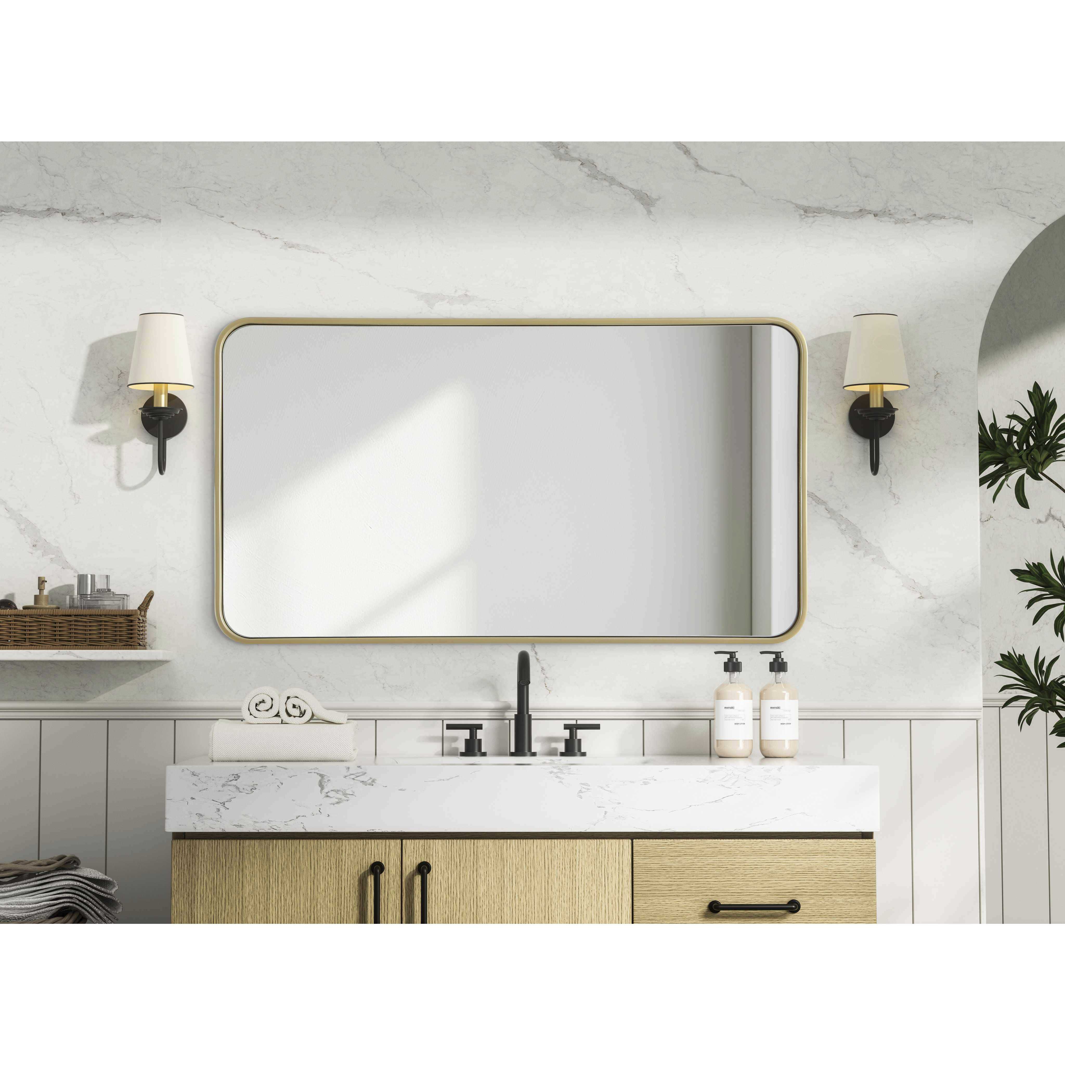 Remy 40 X 22 inch Brass Mirror