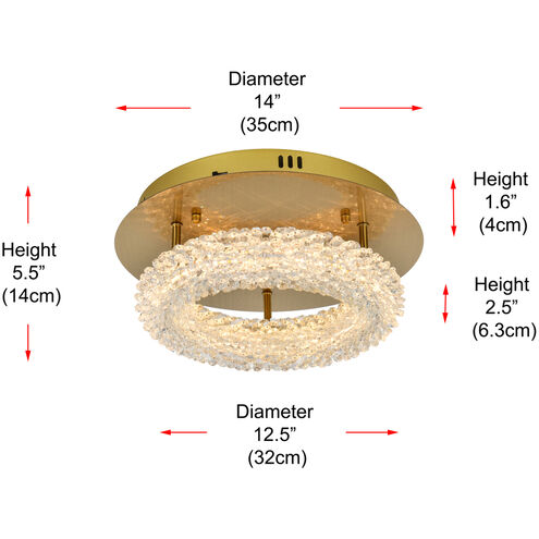 Bowen 1 Light 14 inch Satin Gold Flush Mount Ceiling Light