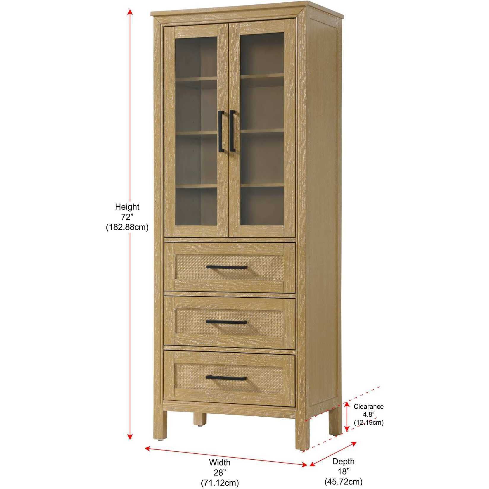 Alina Linen Oak Bathroom Storage Cabinet