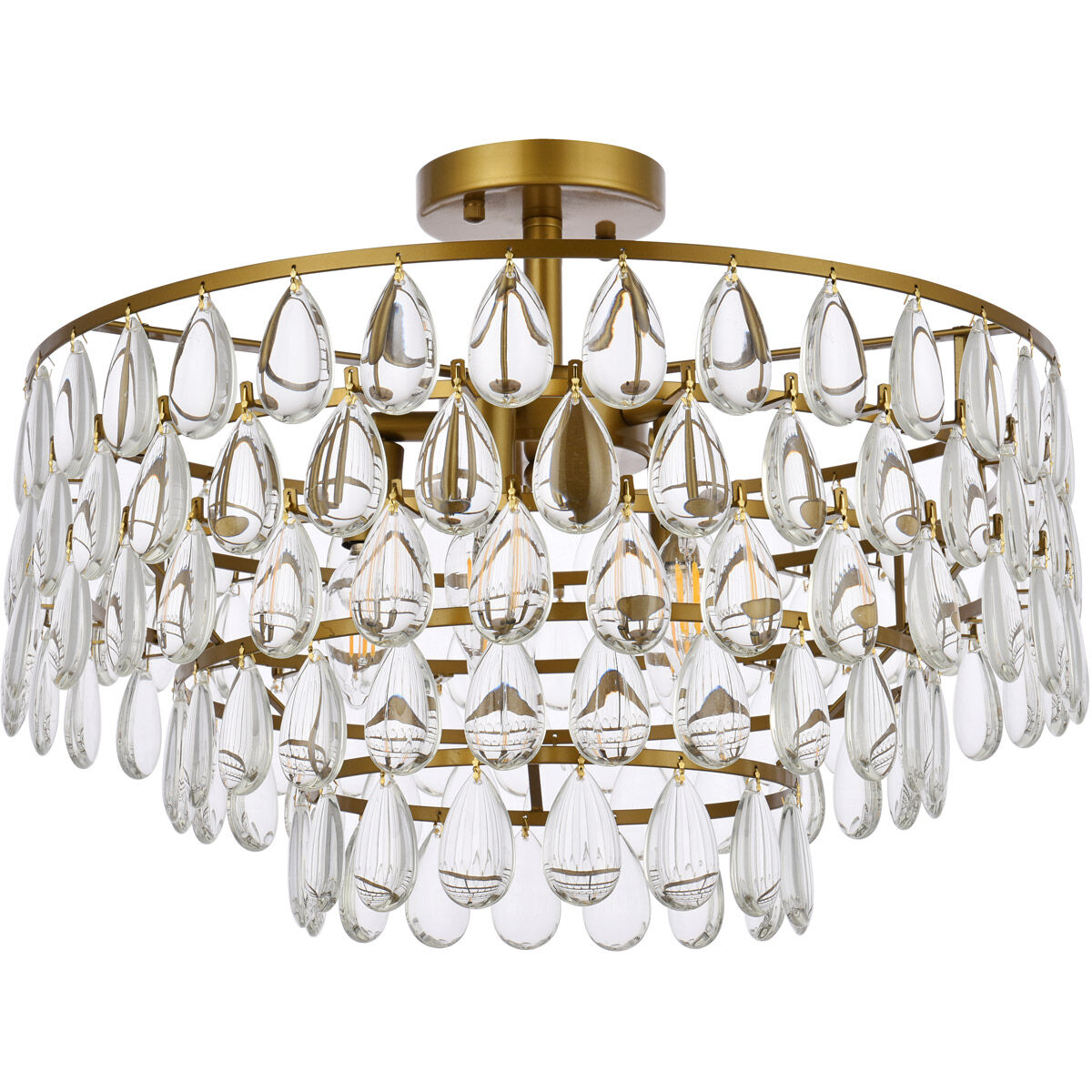 Mila 5 Light 20 inch Brass Flush Mount Ceiling Light
