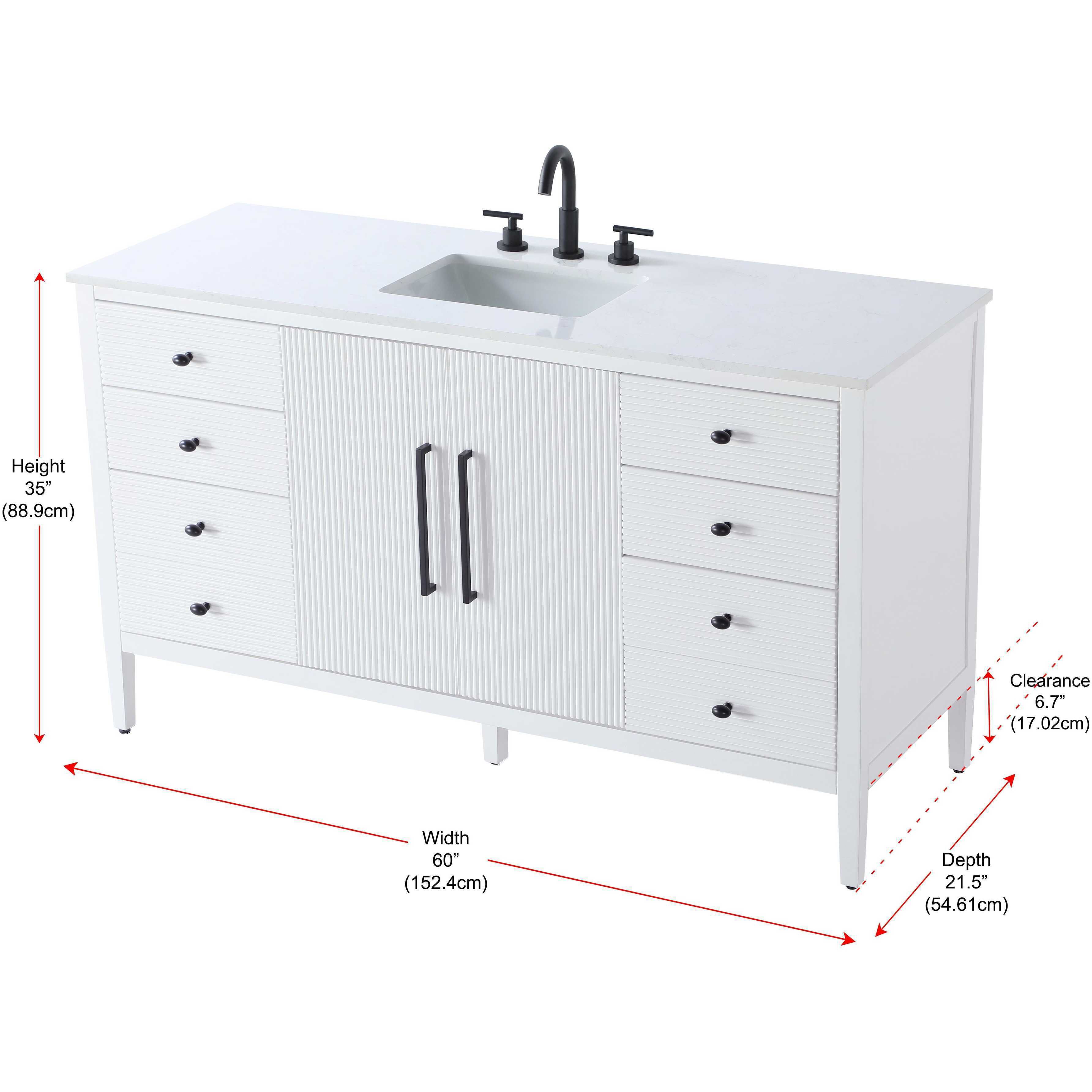 Blakely 60 X 34 inch White Bathroom Vanity Cabinet