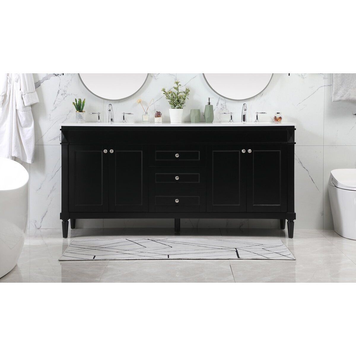 Bennett 72 X 21 X 35 inch Black Vanity Sink Set