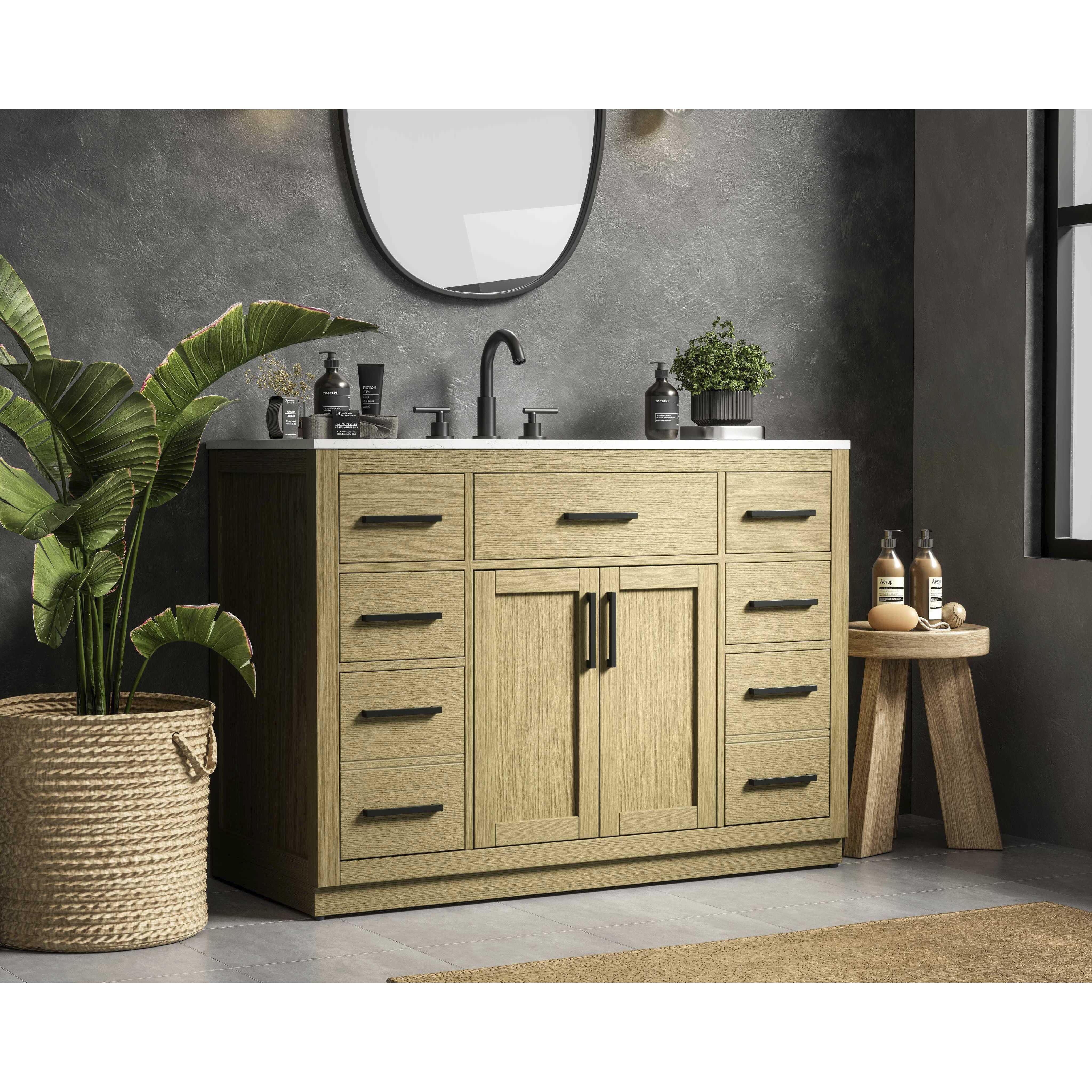 Alden 48 X 35 inch Honey Brown Bathroom Vanity Cabinet