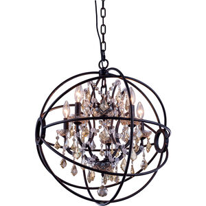 Geneva 5 Light 20 inch Dark Bronze Pendant Ceiling Light in Golden Teak, Urban Classic