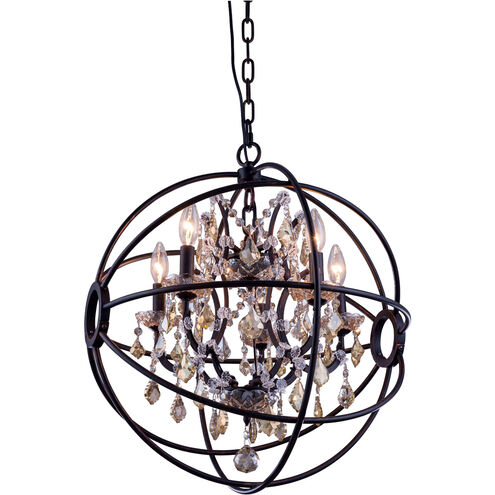 Geneva 5 Light 20 inch Dark Bronze Pendant Ceiling Light in Golden Teak, Urban Classic