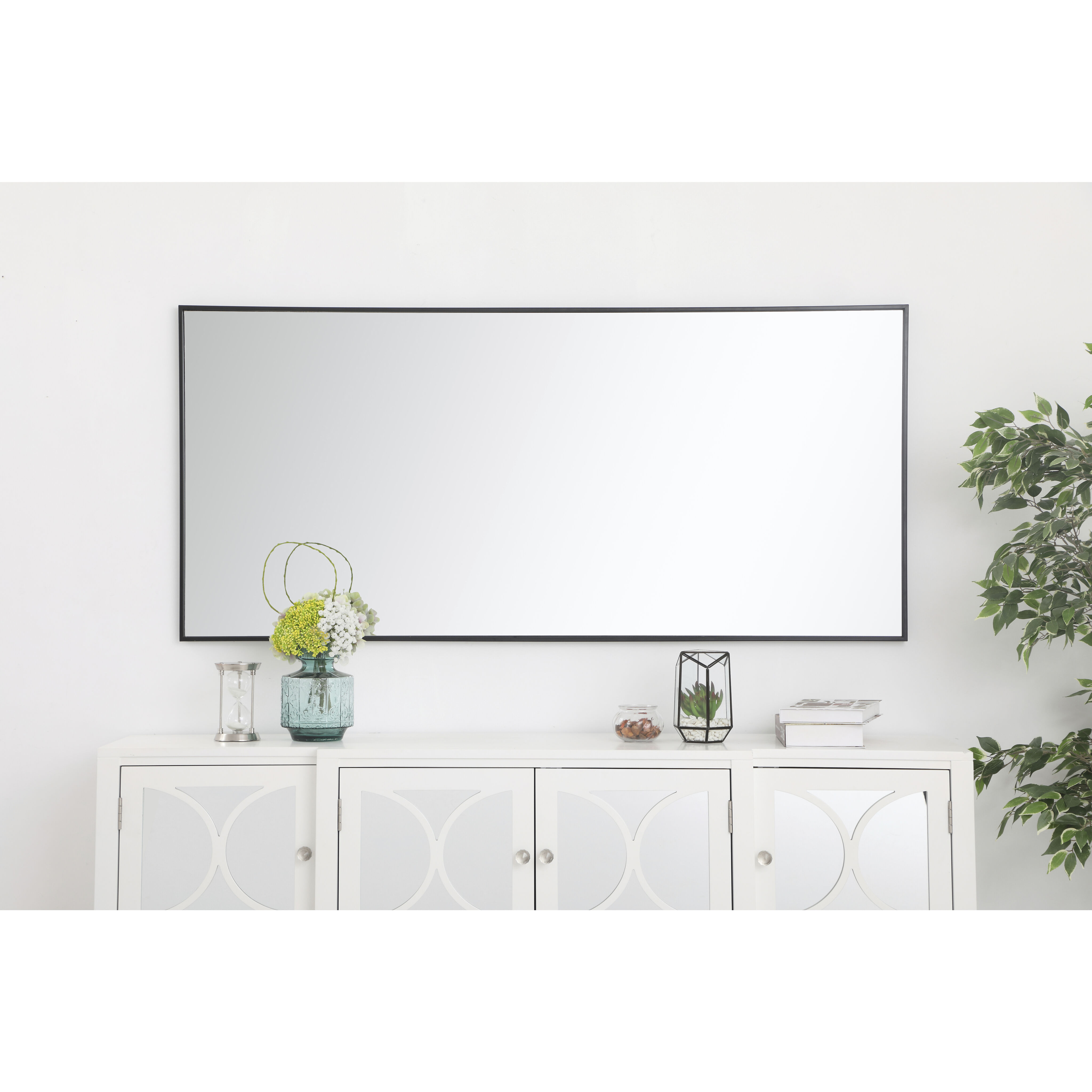 Monet 60 X 30 inch Black Wall Mirror