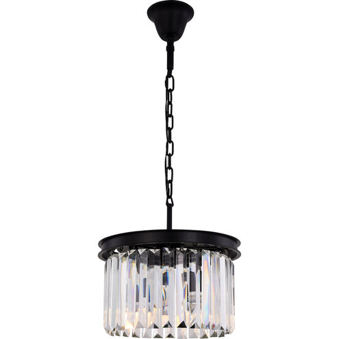 Sydney 3 Light 16 inch Matte Black Pendant Ceiling Light, Urban Classic