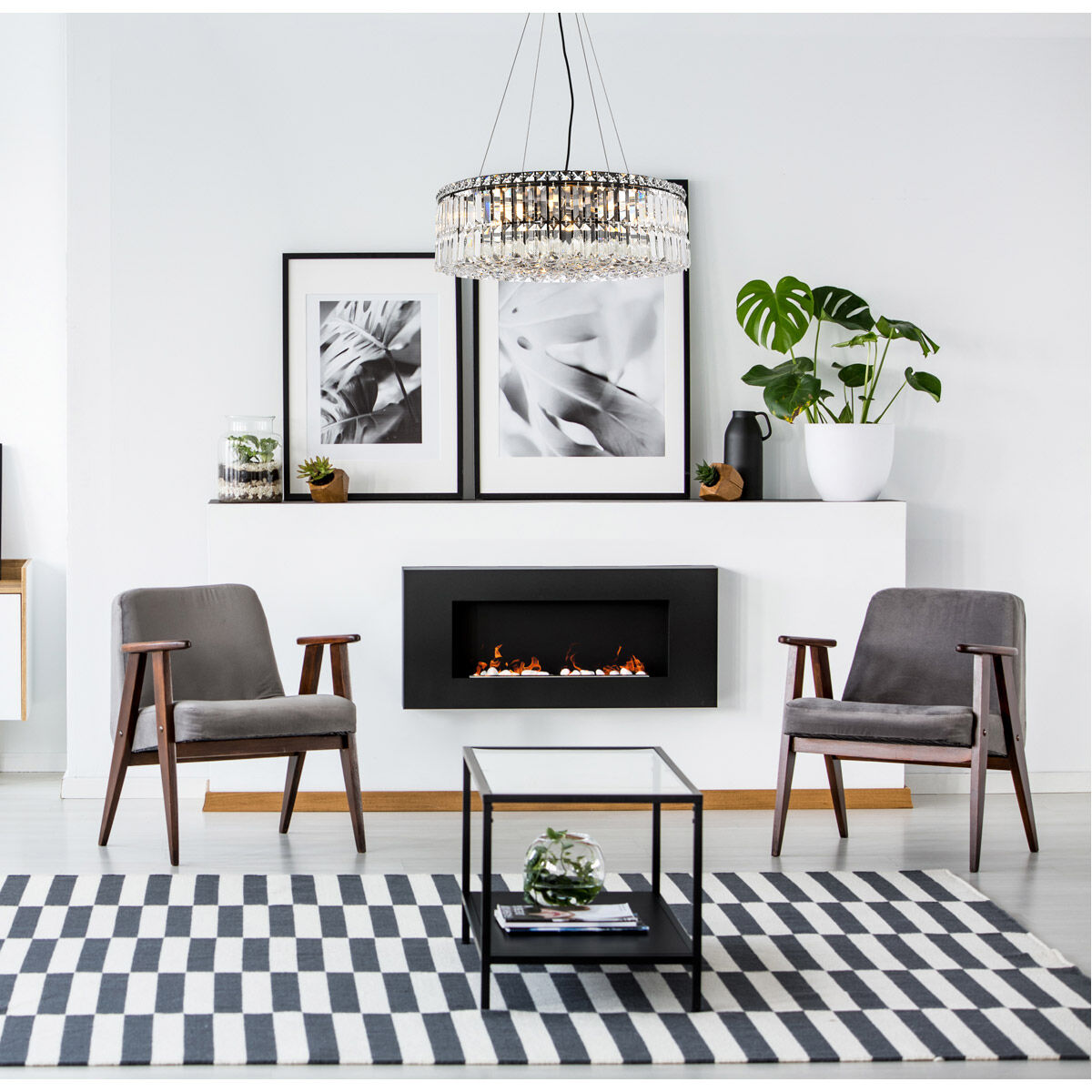 Maxime 12 Light 24 inch Black and Clear Chandelier Ceiling Light