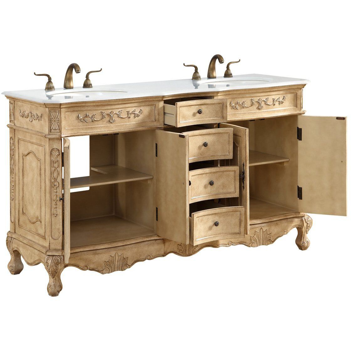 Danville 60 X 21 X 36 inch Antique Beige Vanity Sink Set