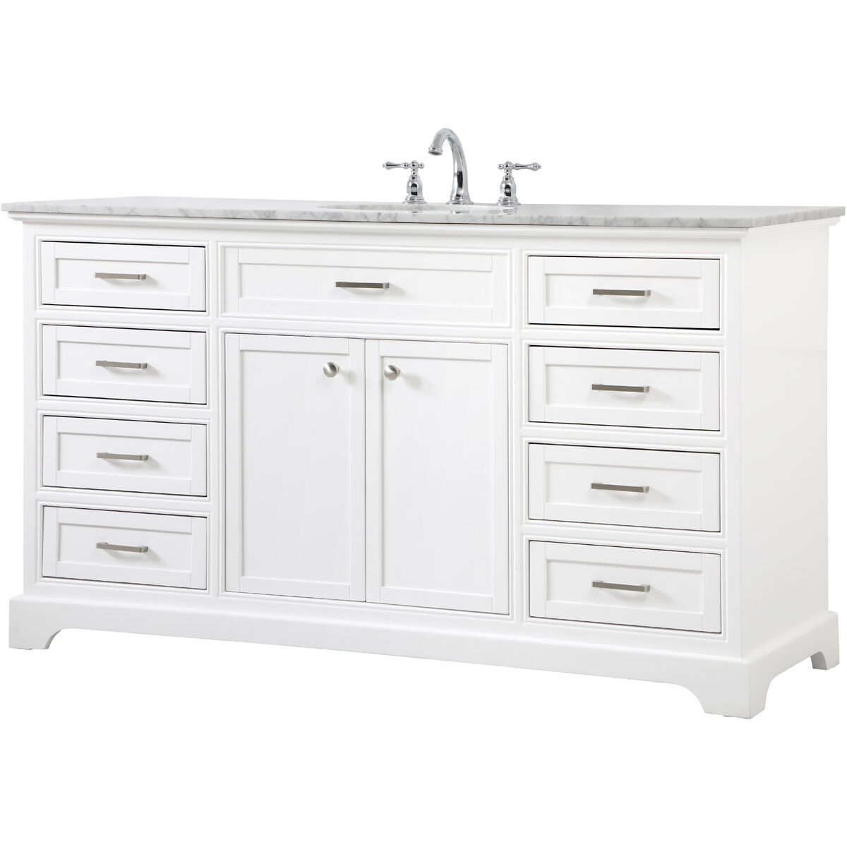 Americana 60 X 21.5 X 35 inch White Vanity Sink Set