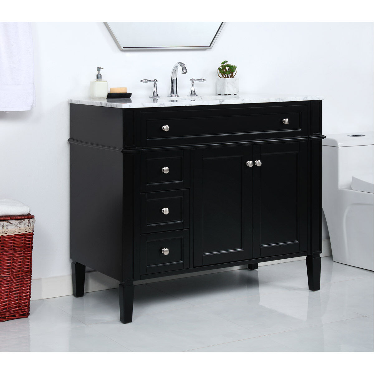 Park Avenue 40 X 21.5 X 35 inch Black Vanity Sink Set