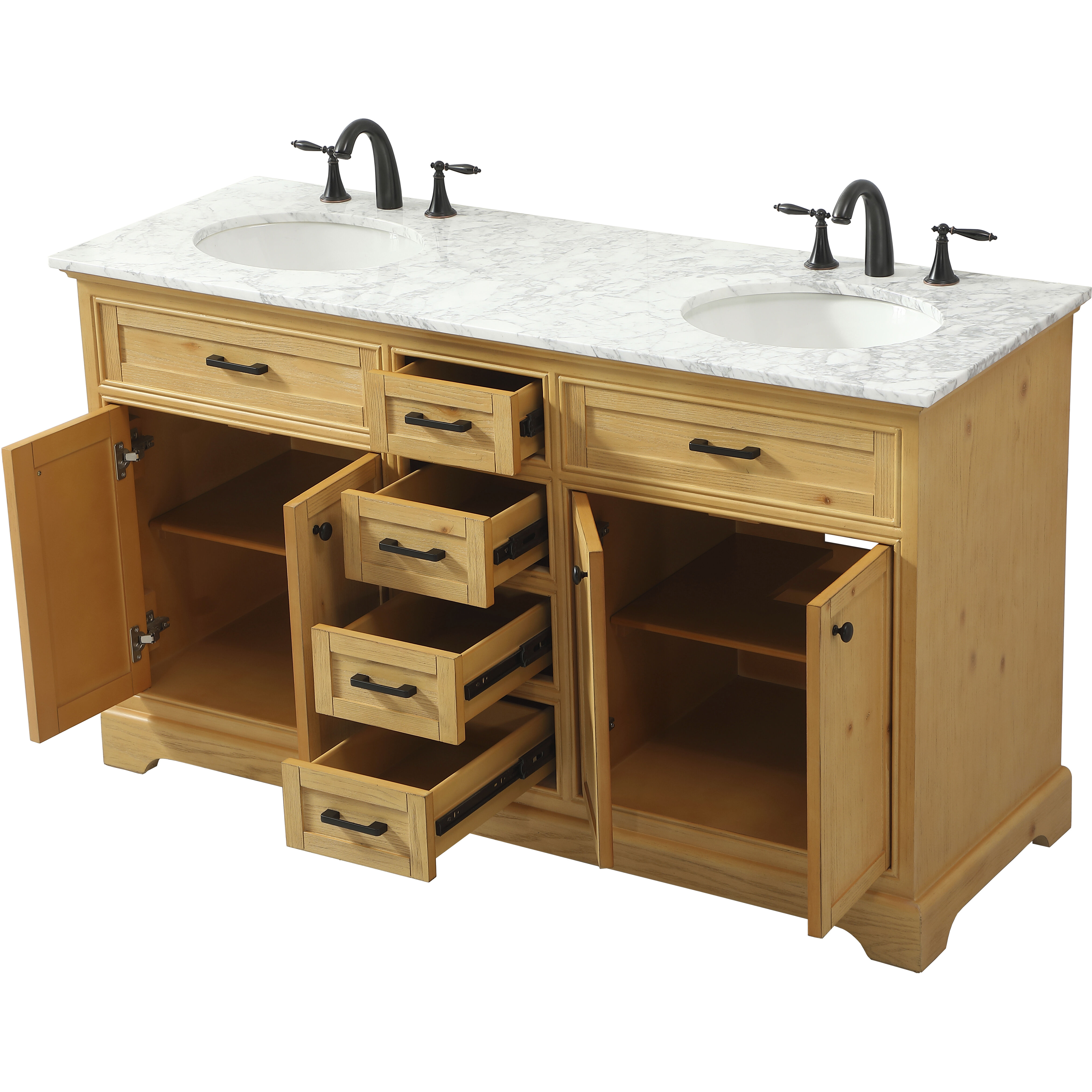 Americana 60 X 22 X 35 inch Natural Wood Vanity Sink Set