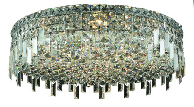 Maxime 9 Light 24 inch Chrome Flush Mount Ceiling Light in Royal Cut
