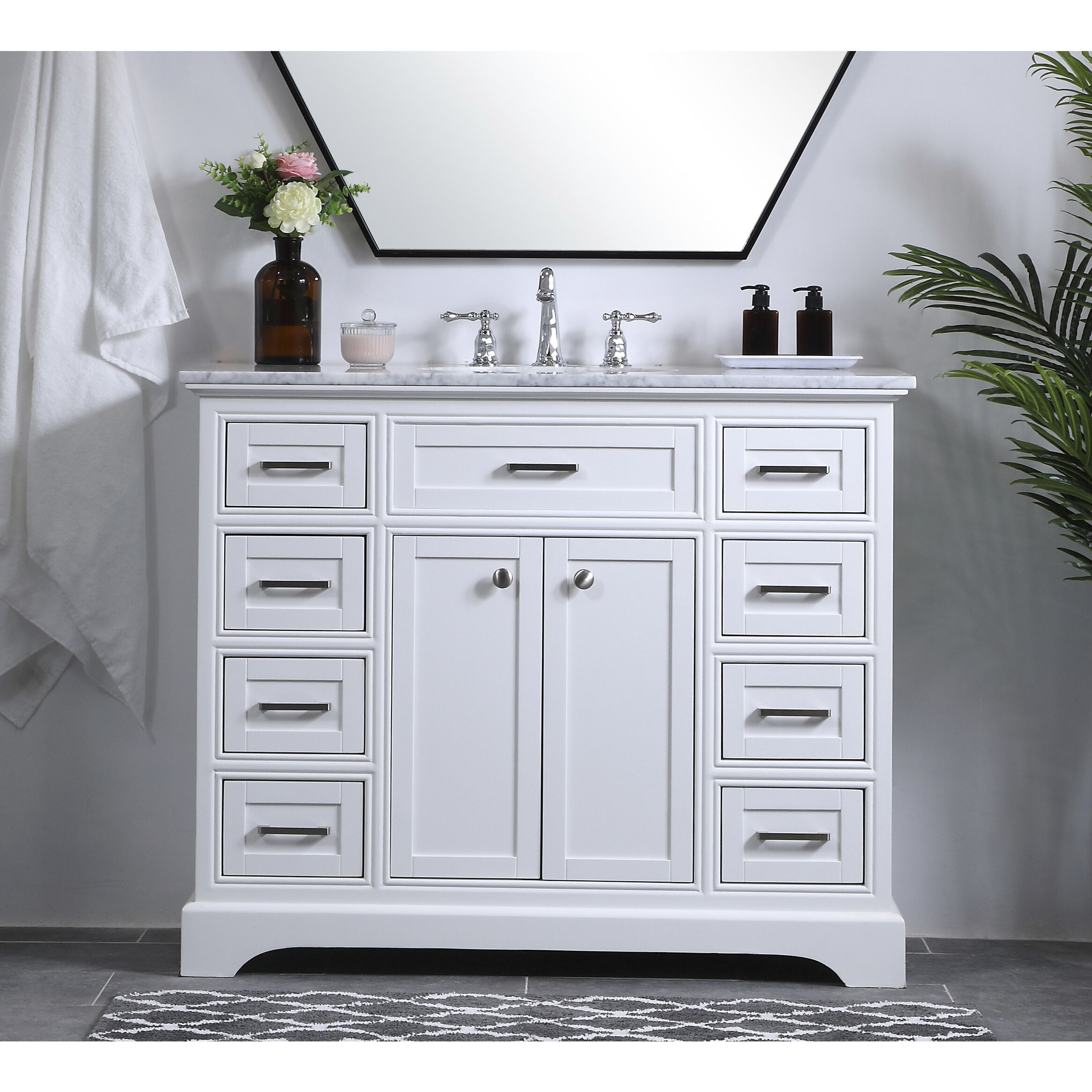 Americana 84 X 21.5 X 70 inch White Vanity Sink Set