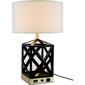 Brio 24 inch 40 watt Black Table Lamp Portable Light, with USB Port and Power Outlet