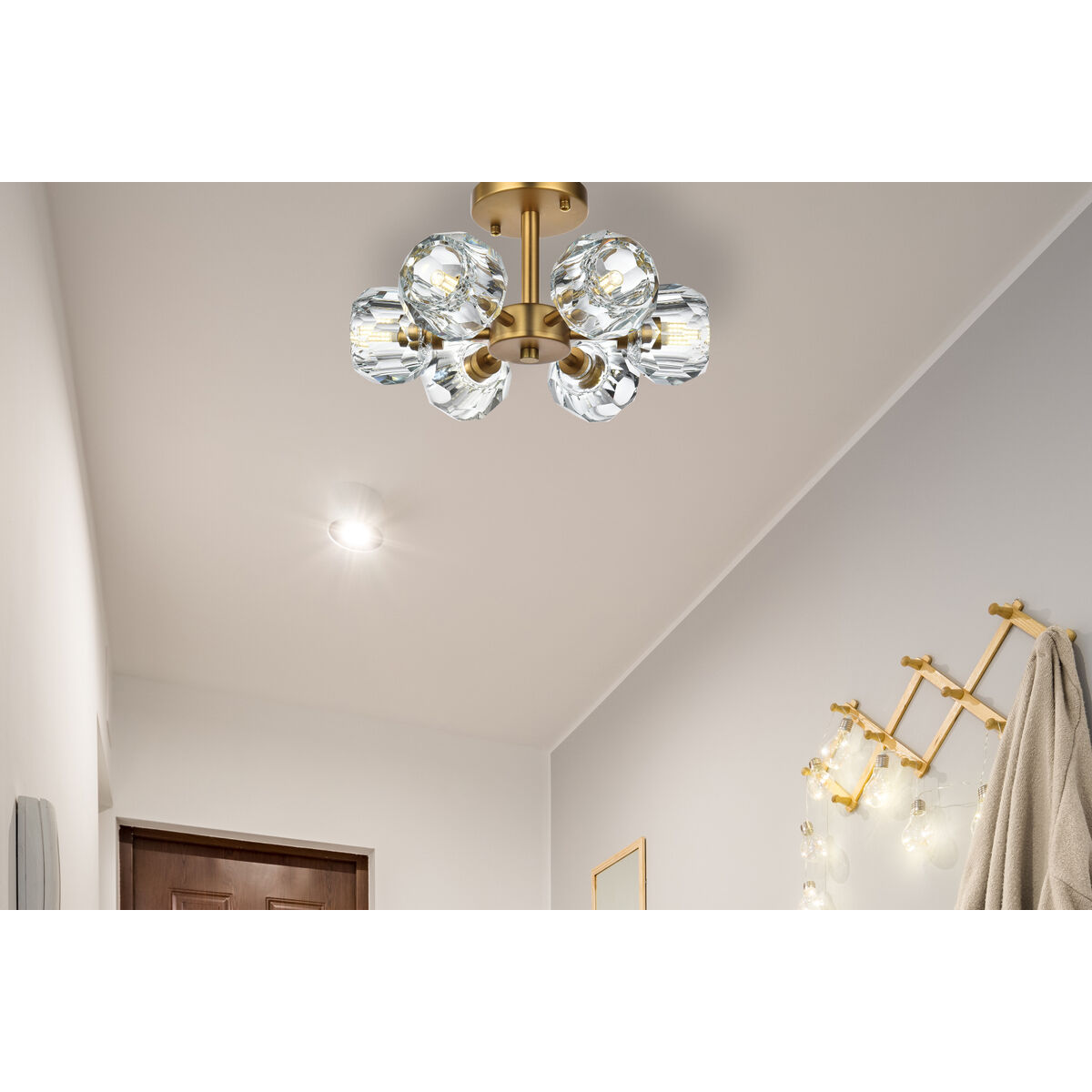 Eren 6 Light 14 inch Satin Gold Flush Mount Ceiling Light