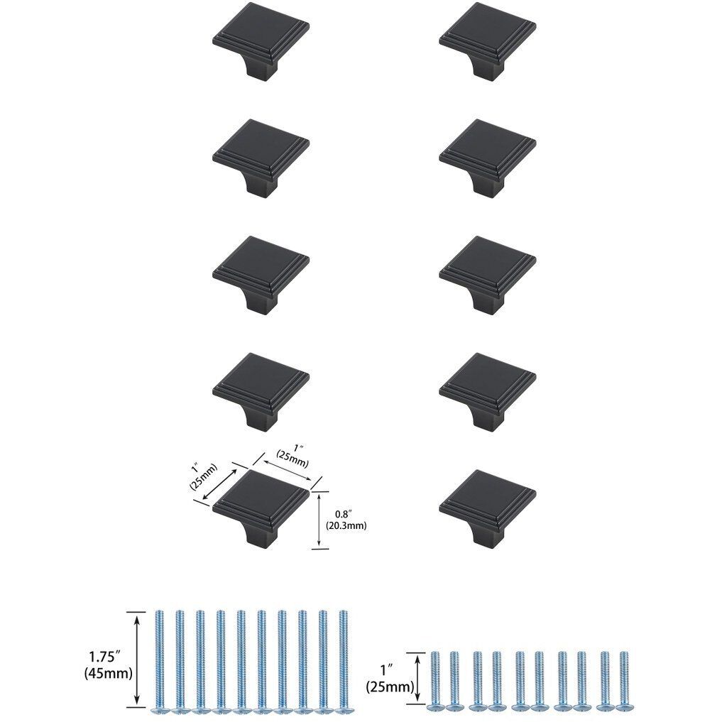 Wilow Matte Black Hardware Cabinet Knob, Set of 10