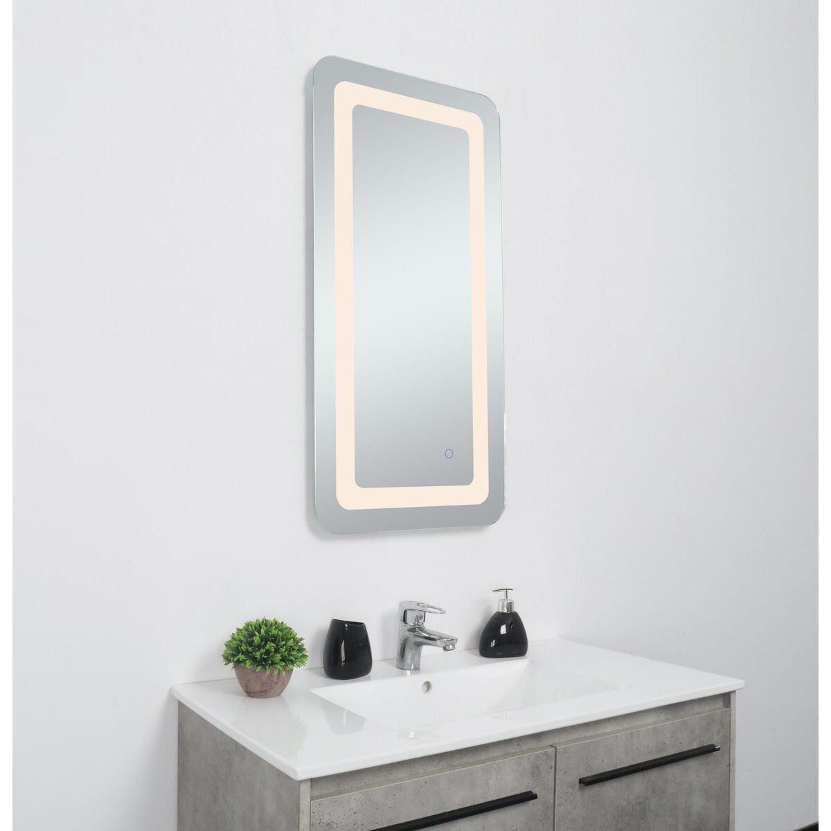 Genesis 36 X 18 inch Glossy White LED Mirror