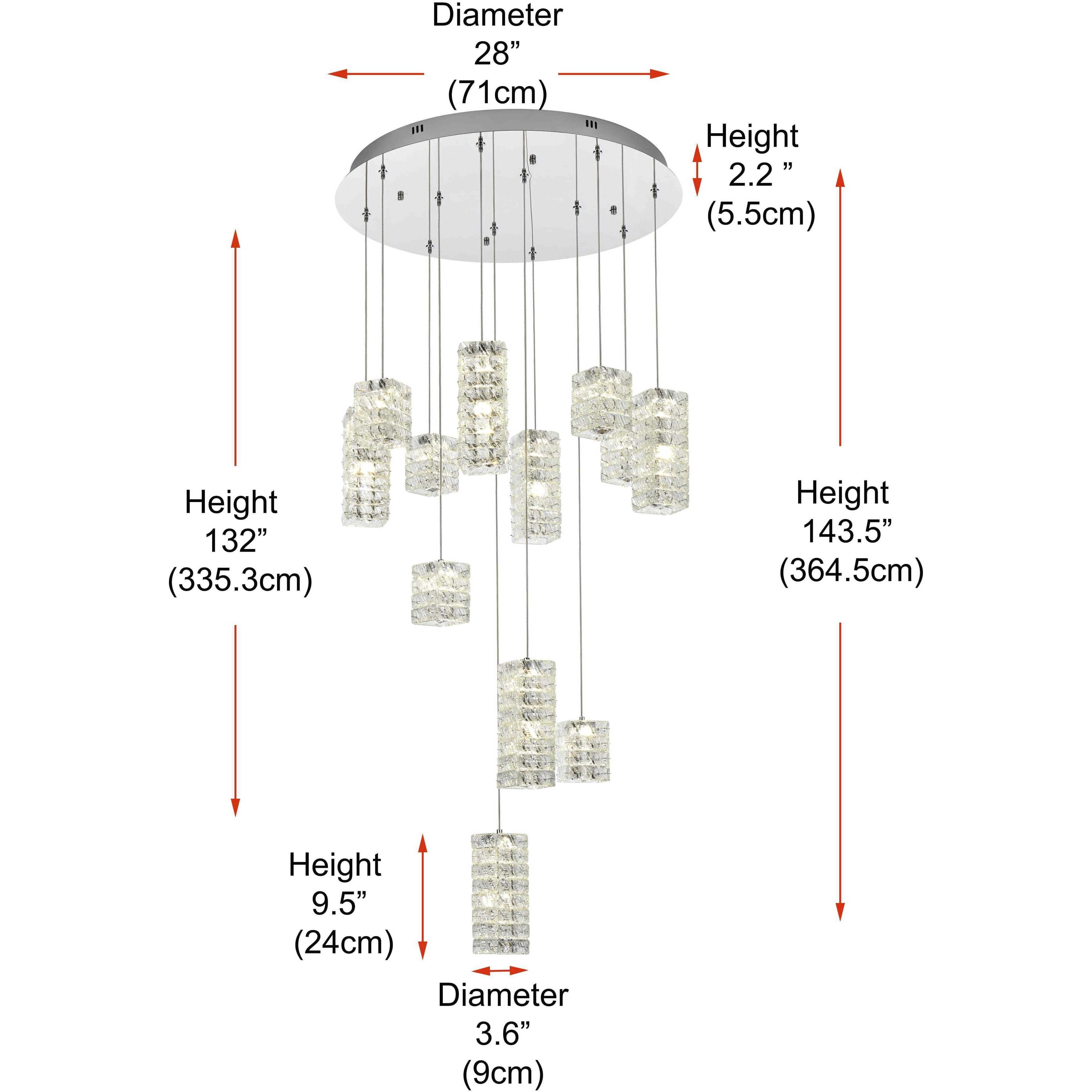 Aston 12 Light 28 inch Chrome Pendant Ceiling Light