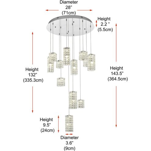 Aston 12 Light 28 inch Chrome Pendant Ceiling Light