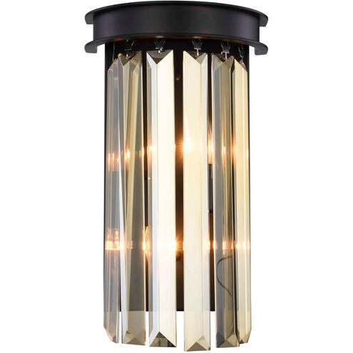 Sydney 2 Light 8 inch Matte Black Wall Sconce Wall Light in Golden Teak, Urban Classic