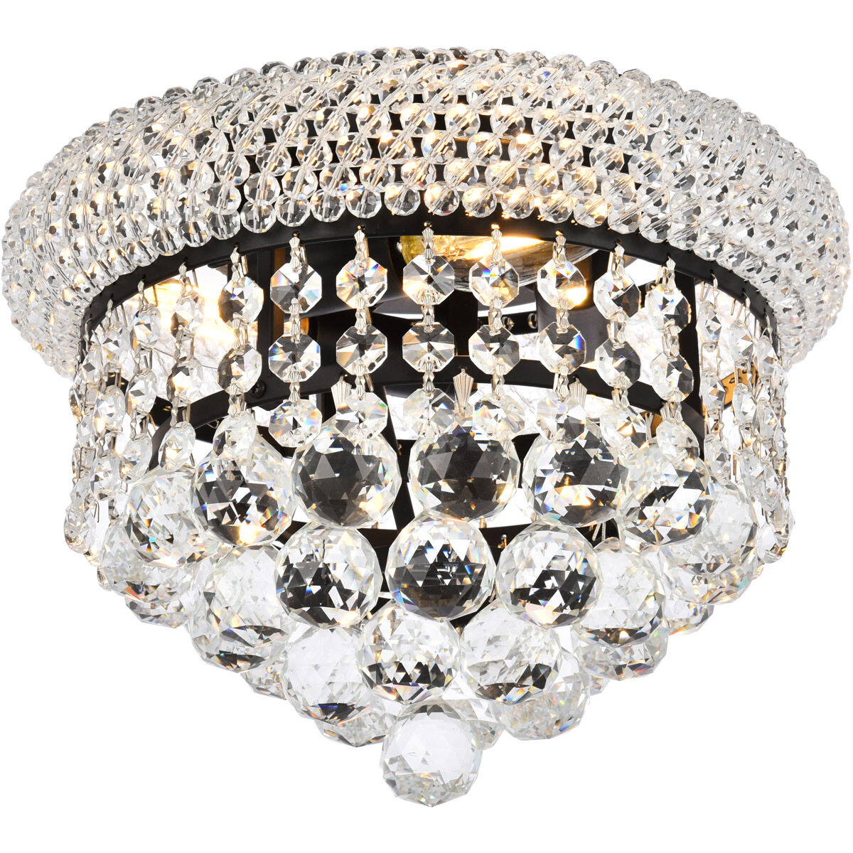 Primo 3 Light 10 inch Black and Clear Flush Mount Ceiling Light