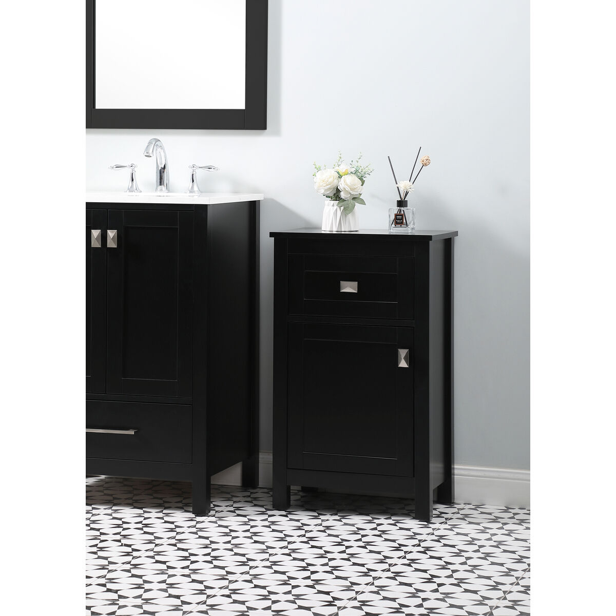 Adian Black Bathroom Storage Cabinet