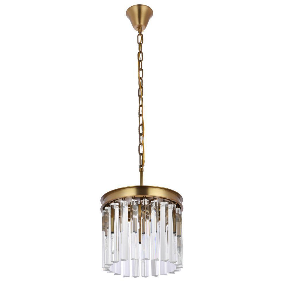 Sydney 3 Light 12 inch Satin Gold Pendant Ceiling Light in Clear