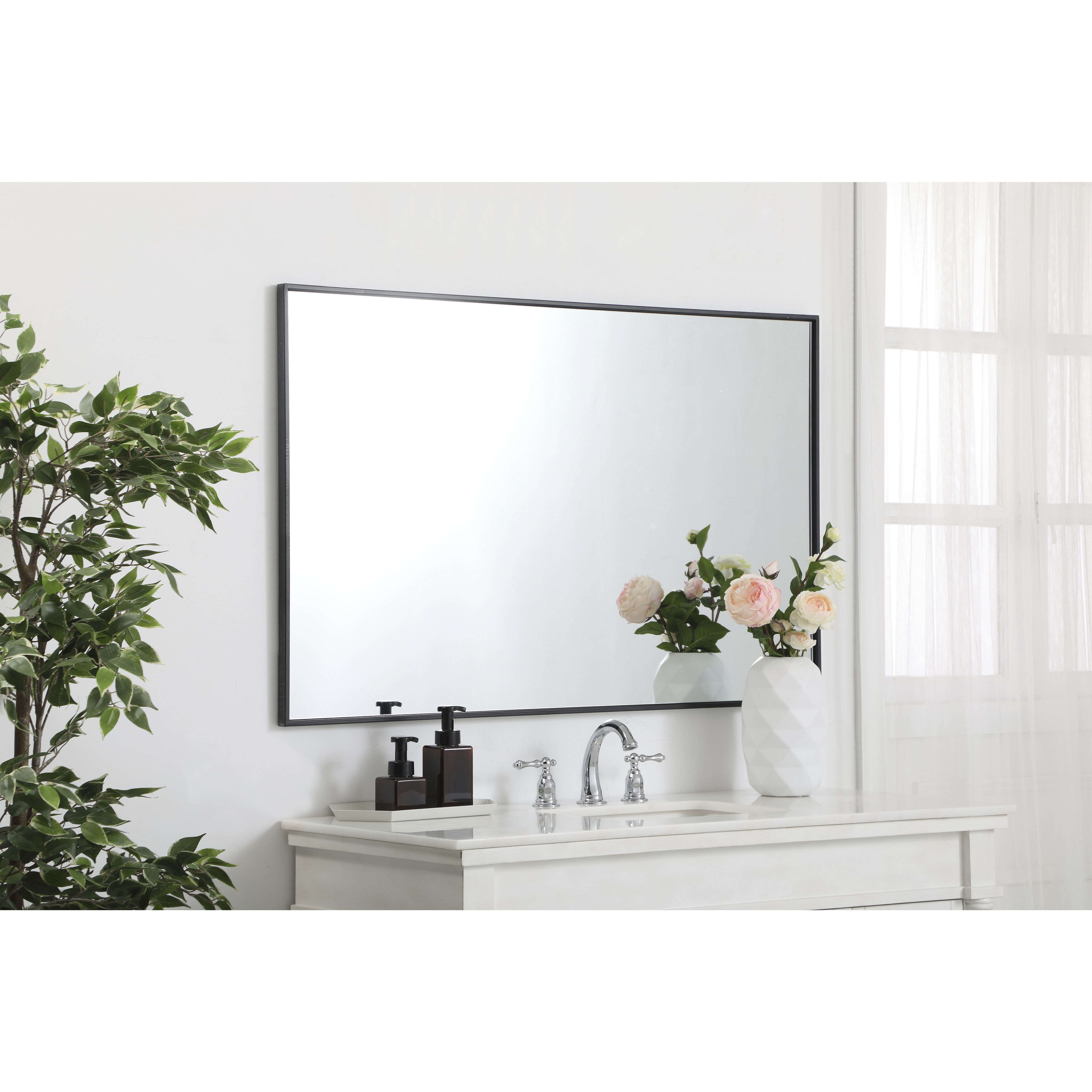 Monet 48 X 30 inch Black Wall Mirror