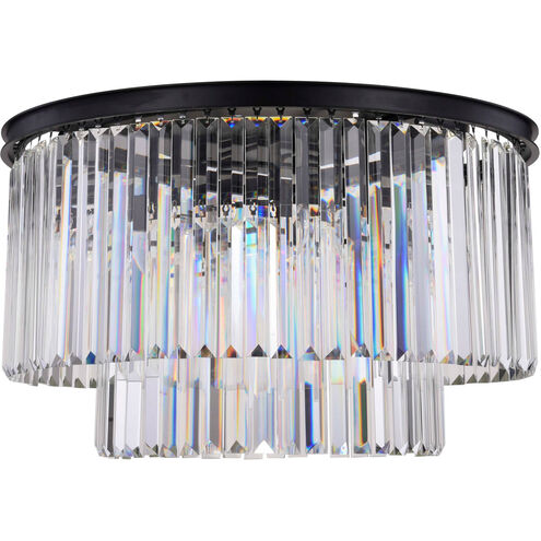 Sydney 8 Light 32 inch Matte Black Flush Mount Ceiling Light in Clear, Urban Classic