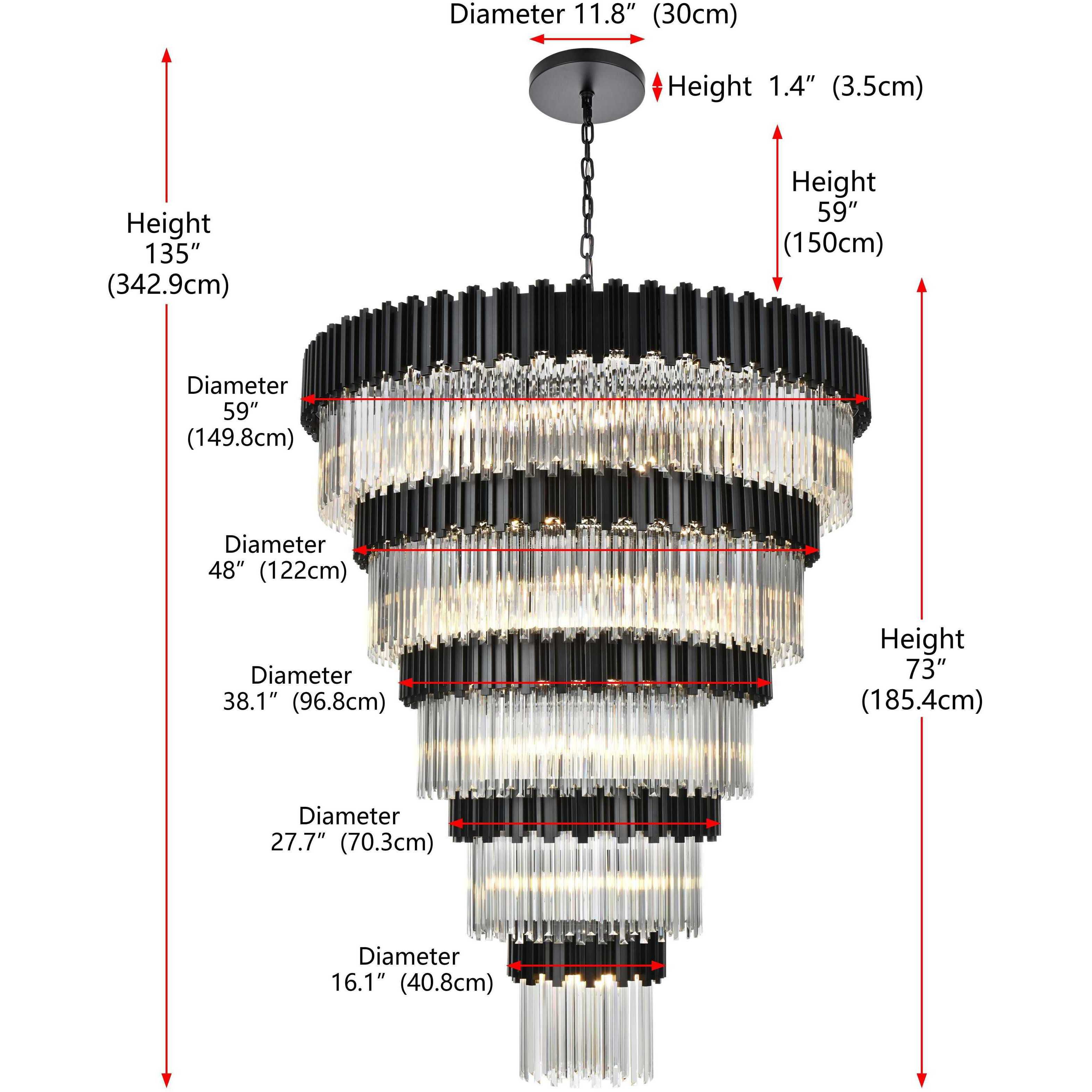 Willow 43 Light 59 inch Black Chandelier Ceiling Light