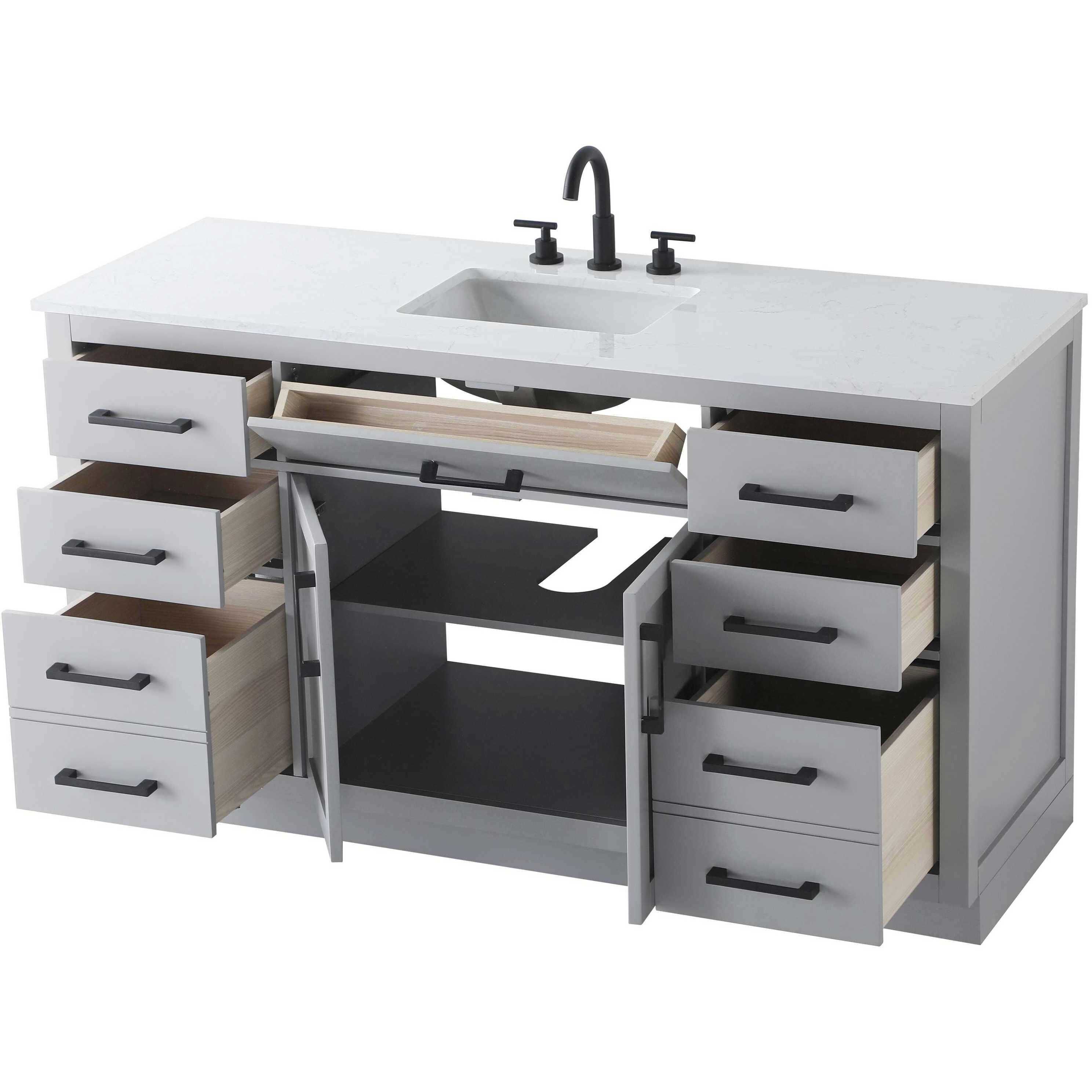 Alden 60 X 35 inch Grey Bathroom Vanity Cabinet