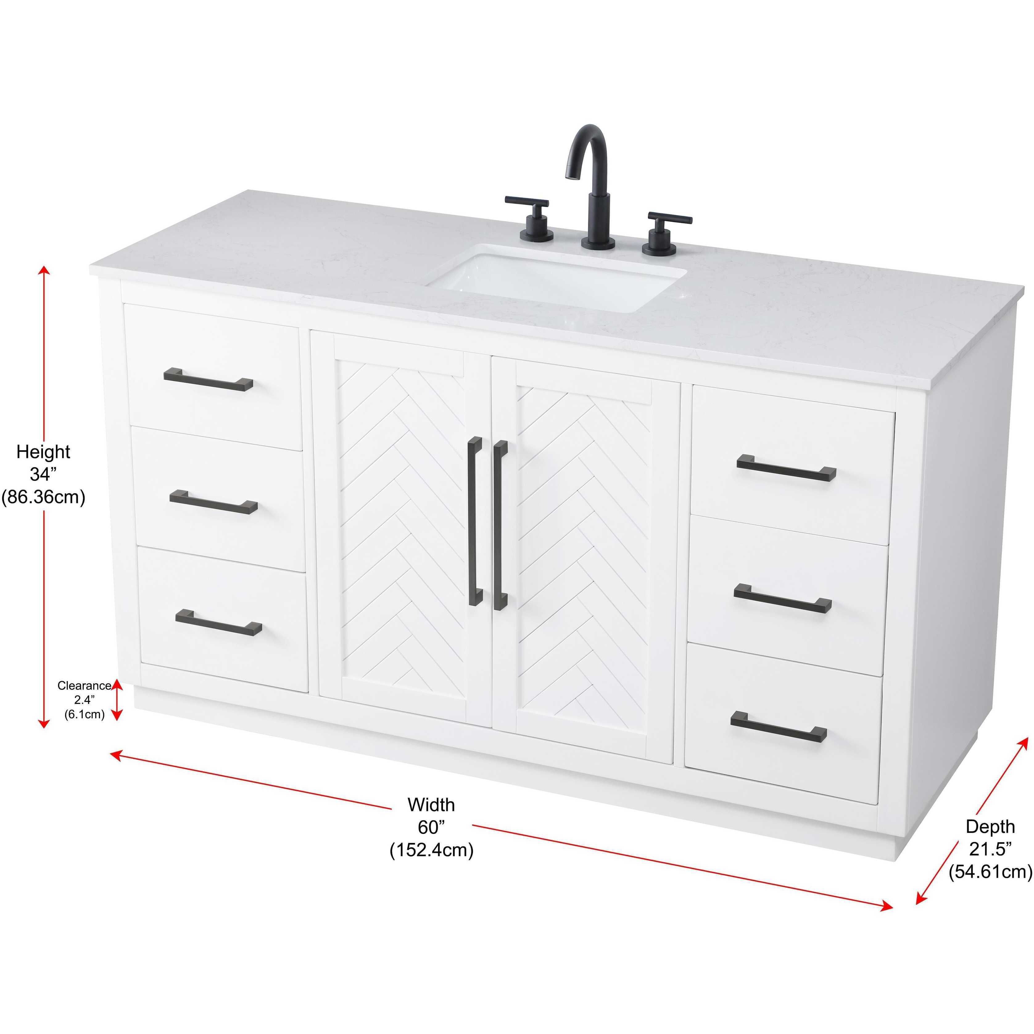 Chase 60 X 34 inch White Bathroom Vanity Cabinet