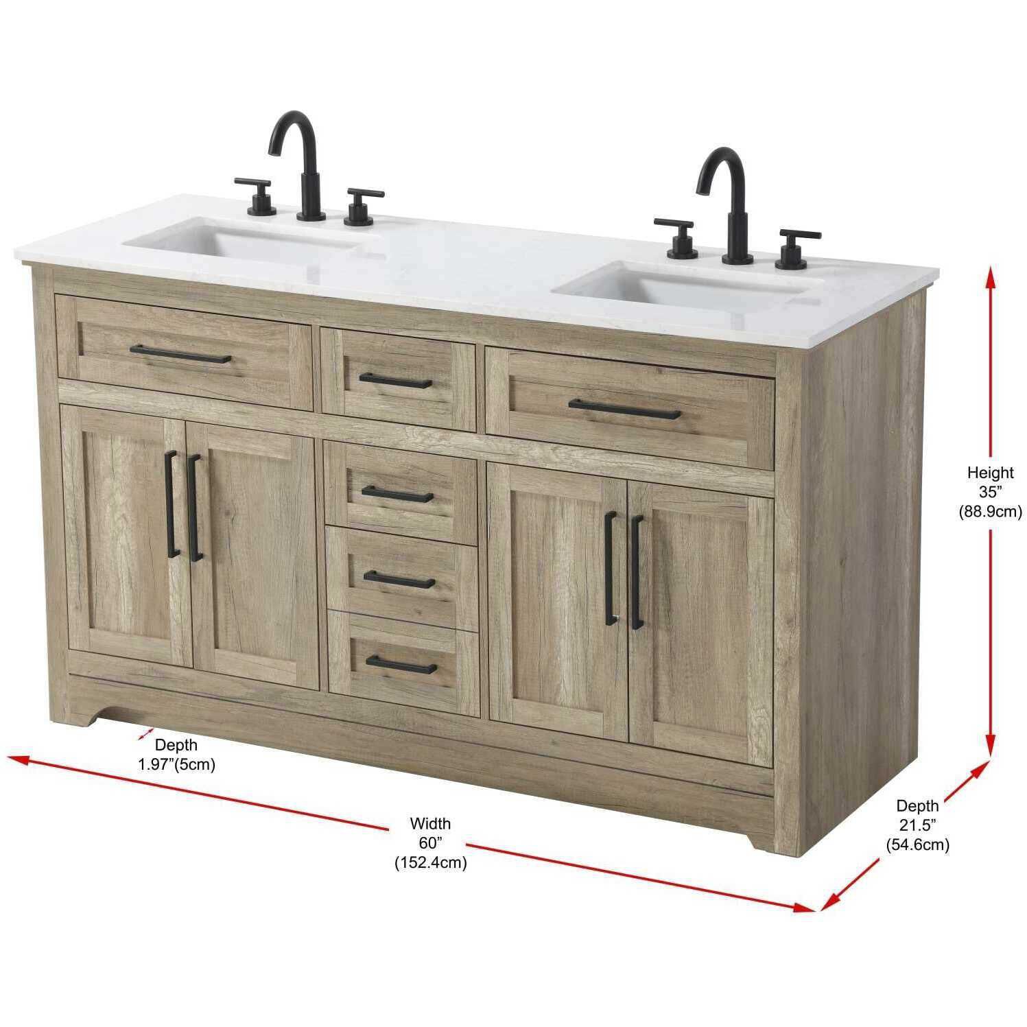 Remington 60 X 35 inch Natural Oak Bathroom Vanity Cabinet